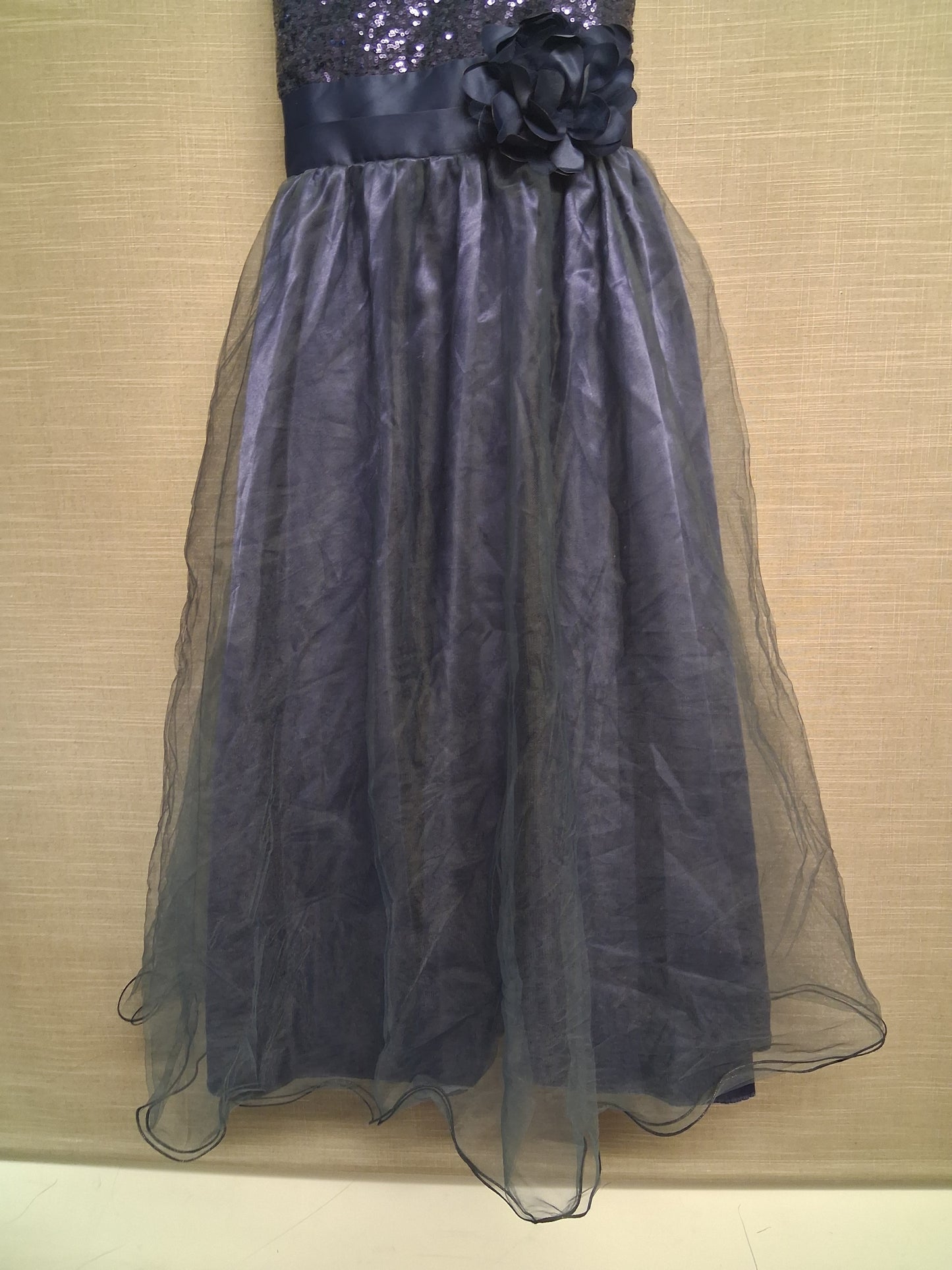 Top Star Girls Navy Blue Sequin Trim Sleeveless Prom Party Dress Age 11-12 Years