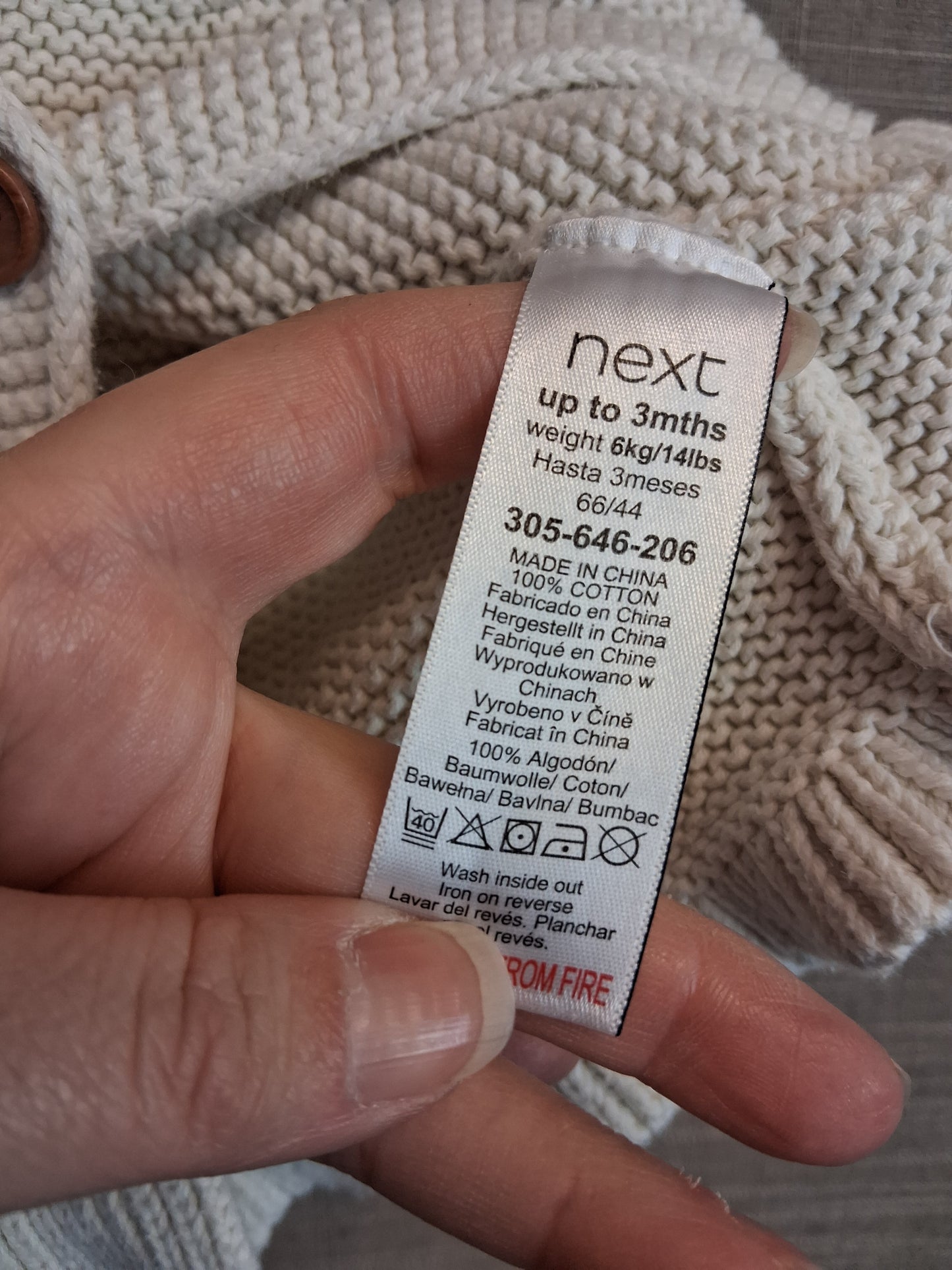 Next Girls White Knitted Cardigan Age 0-3 Months