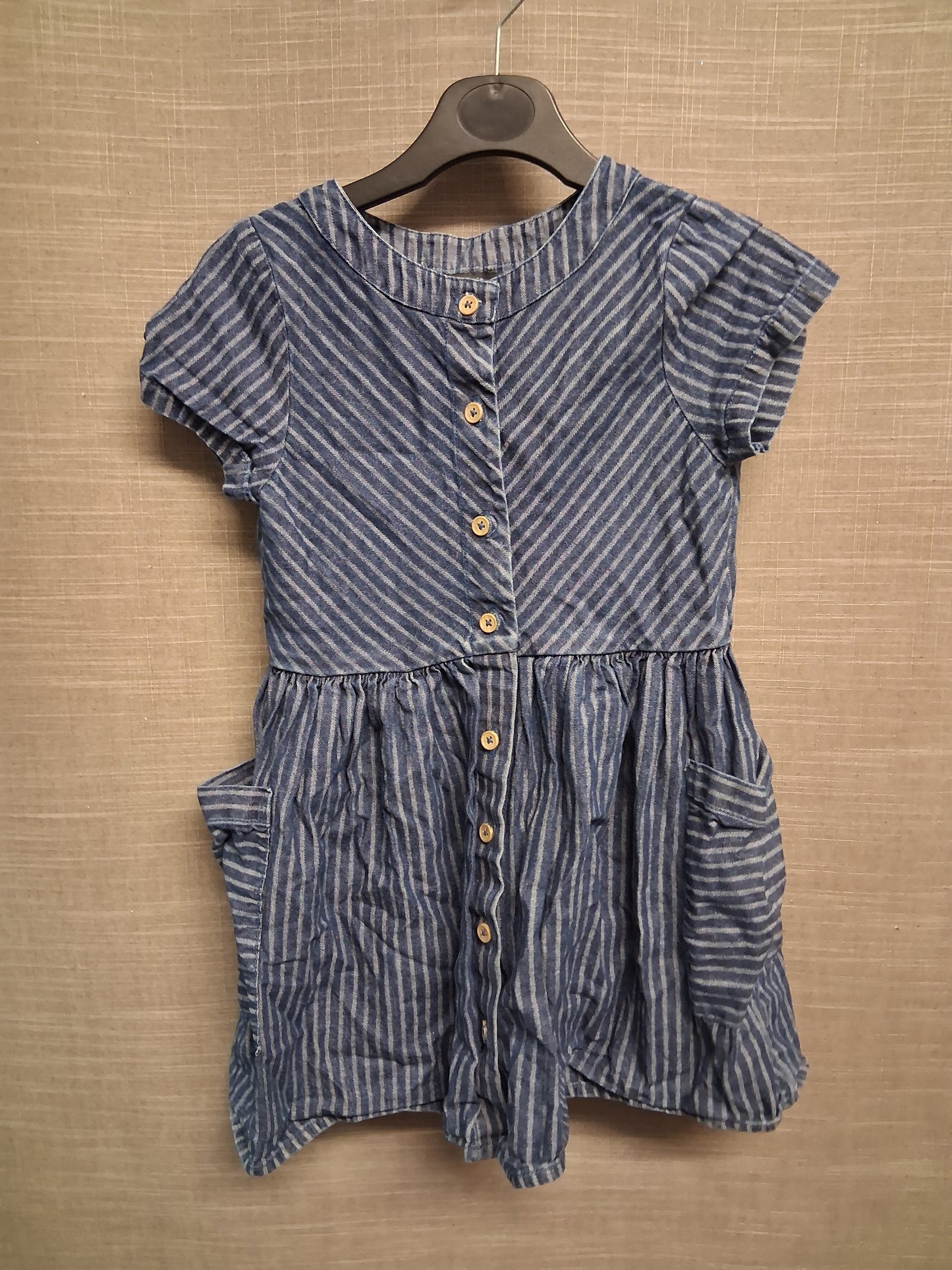 George Girls Denim Blue Stripe A Line Dress Age 5-6 Years