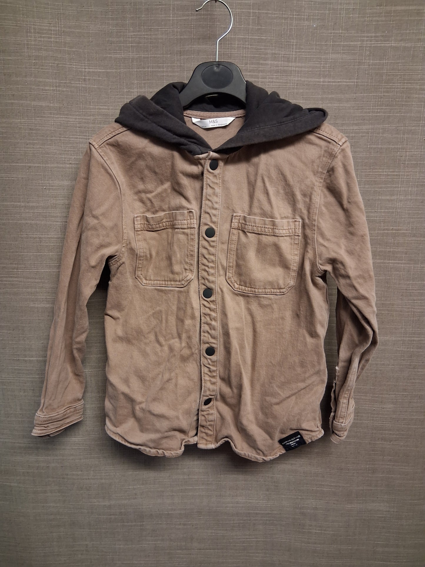 Marks and Spencer Brown Denim Shacket with Hood Age 8-9 Years