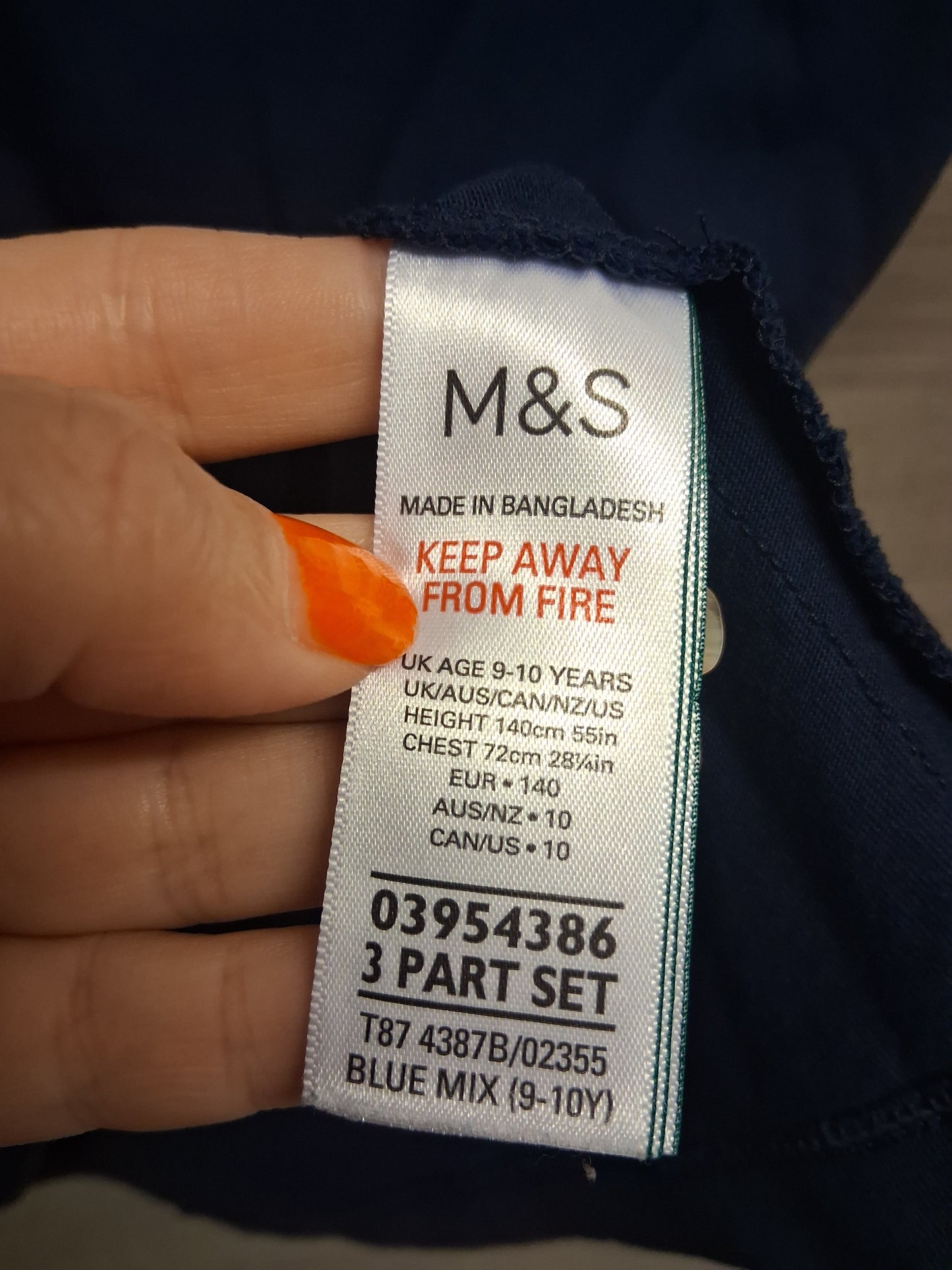 Marks and Spencer Navy Blue Short Sleeve T-Shirt Age 9-10 Years