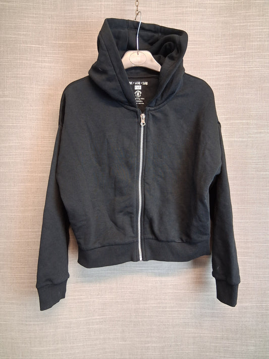 F&F Girls Black Full Zip Hoodie Age 8-9 years