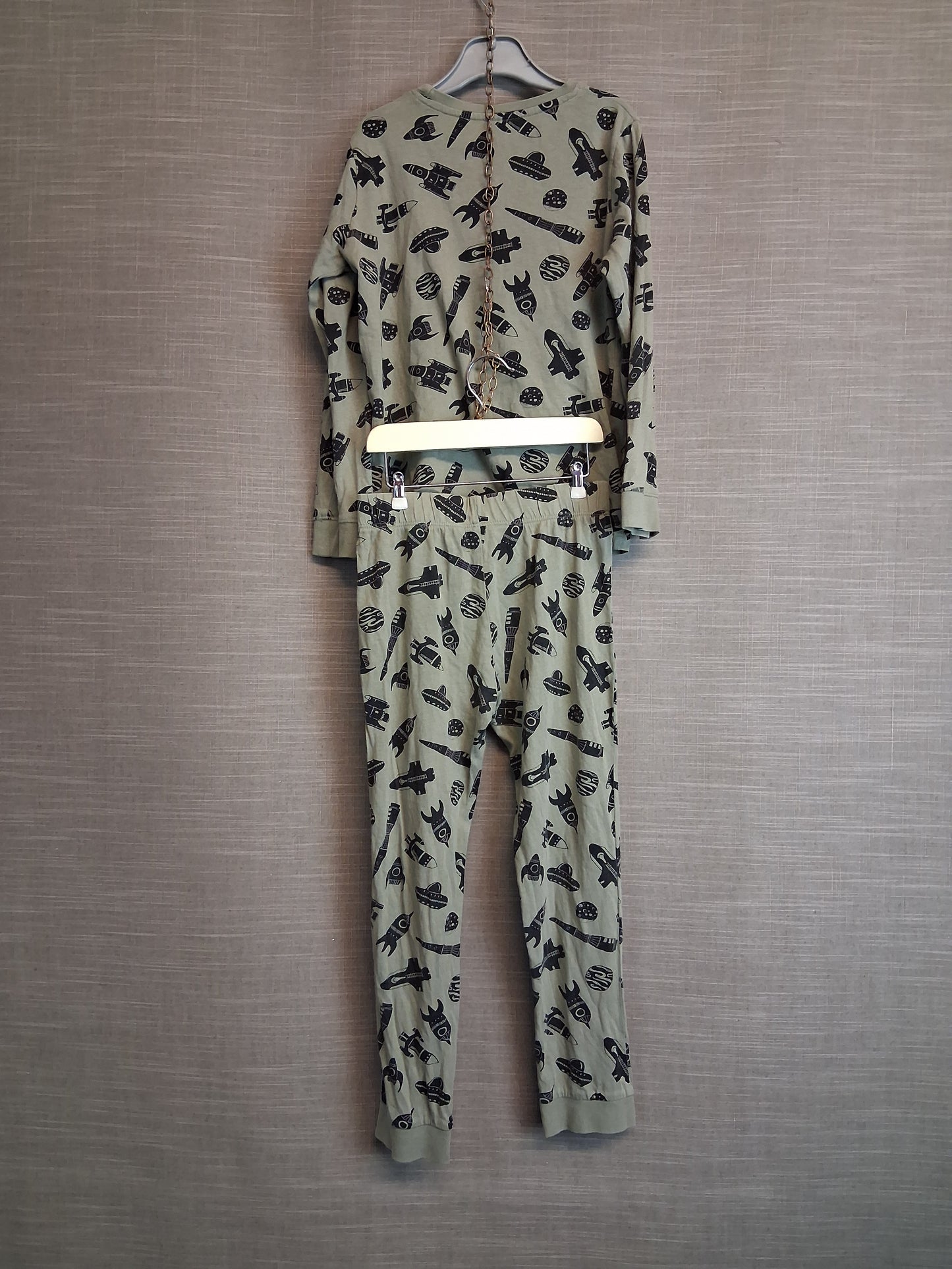 F&F Boys Khaki Space Theme Pyjamas PJs Set Age 7-8 Years