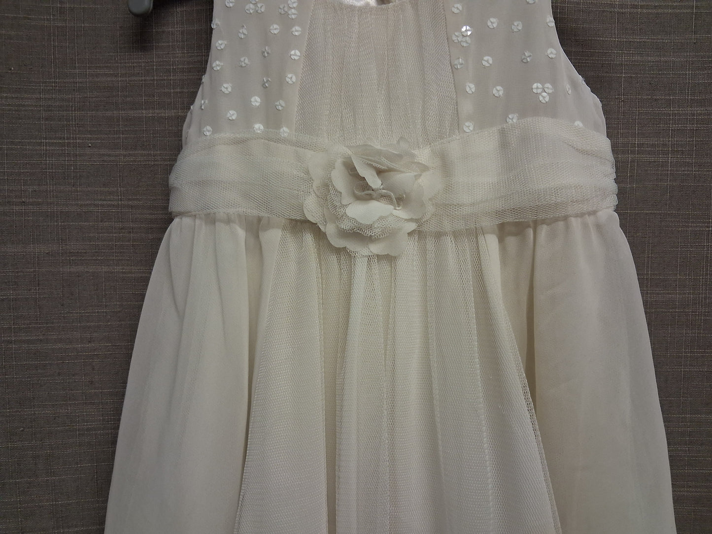 Autograph Marks And Spencer Ivory Special Occasion Dress Age 12-18 Months Sequin Trim