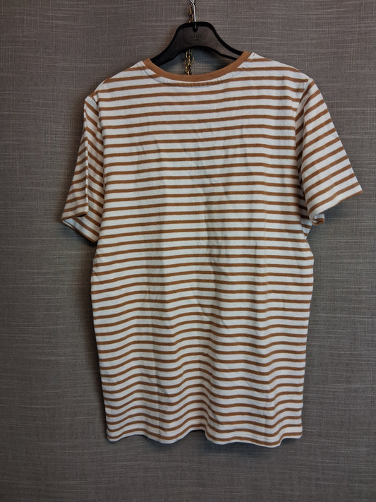 Primark Boys Brown Cream Striped T-Shirt Age 11-12 Years