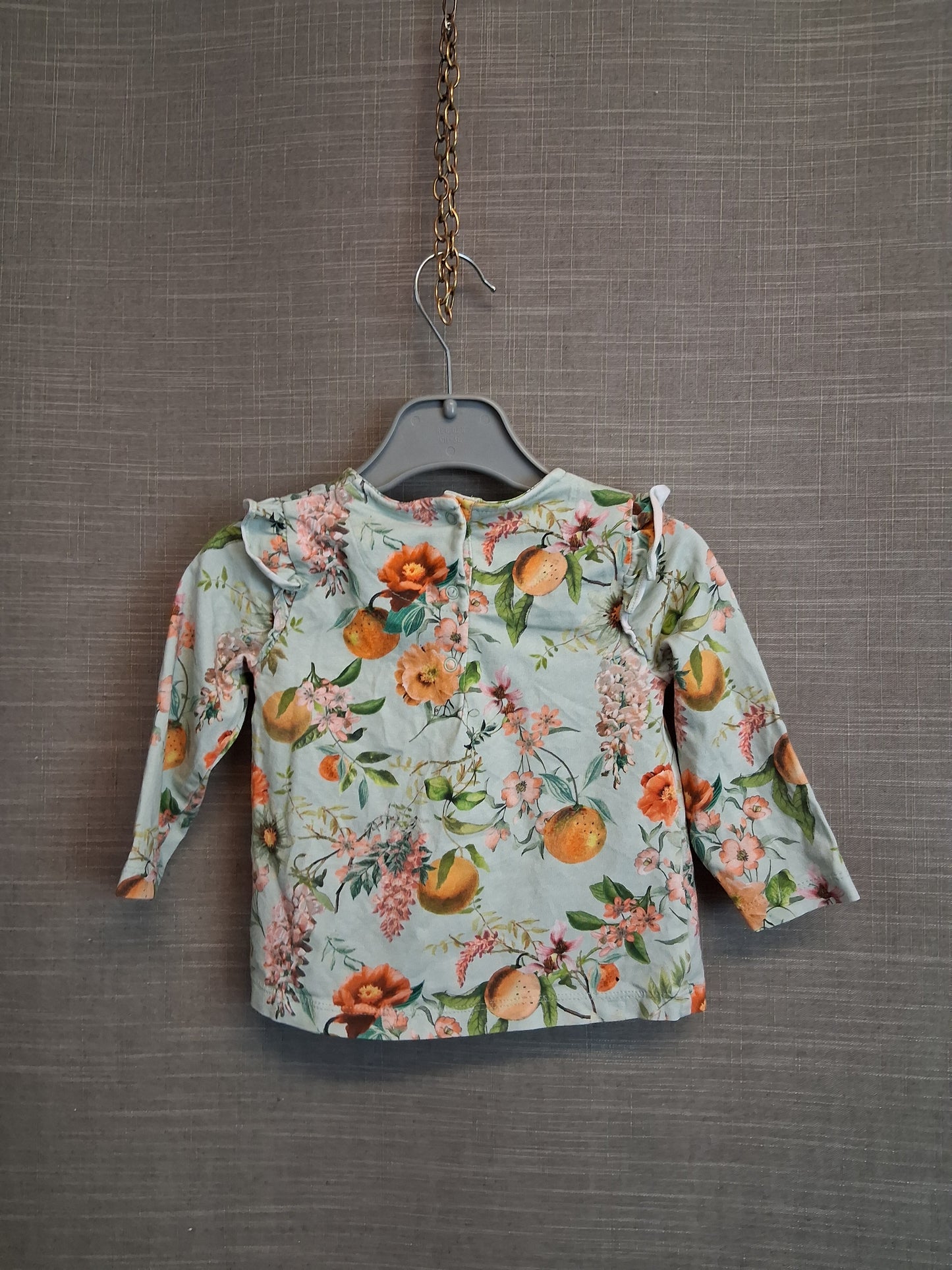 Next Girls Long Sleeve Floral Fruit Jersey T-Shirt Age 6-9 Months