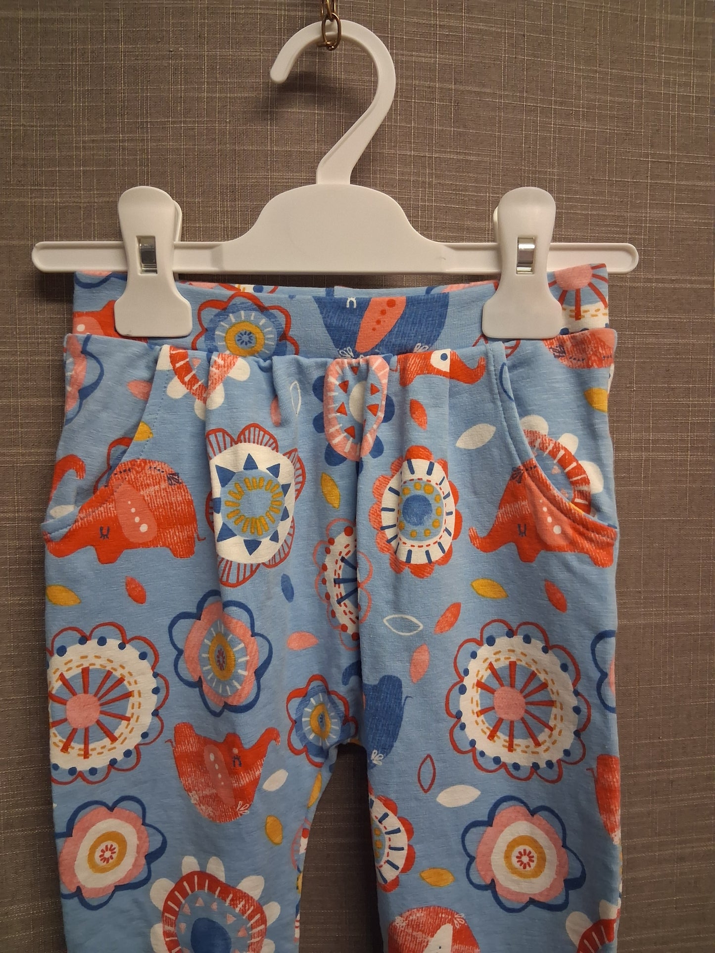 Nutmeg Joggers Girls Blue Floral Print Jersey Age 12-18 Months