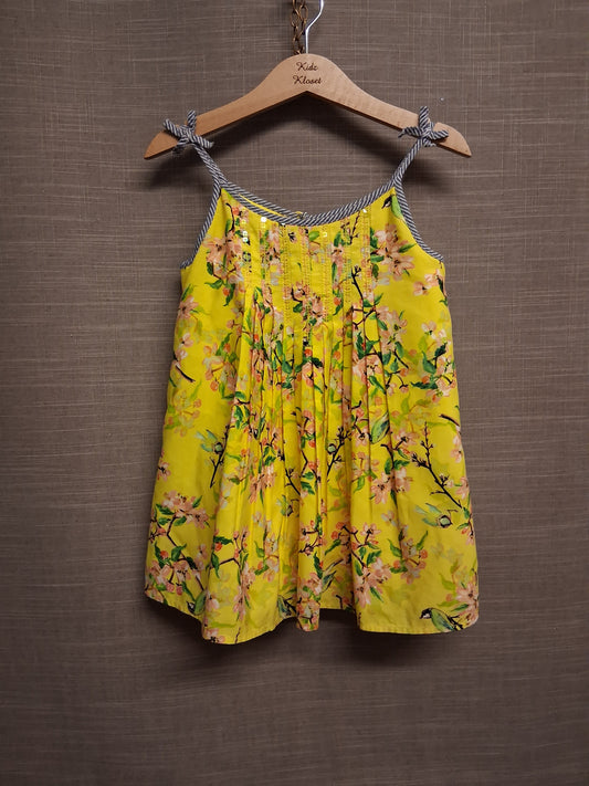 Marks and Spencer Autograph Girls Yellow Floral Vest Top Age 6-7 Years