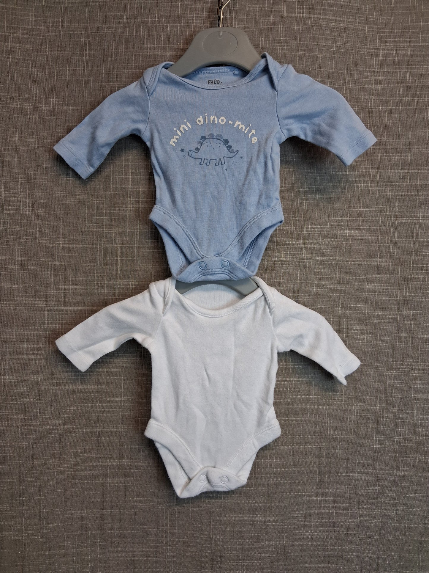 F&F Boys Long Sleeve Bodysuits X2 Age Tiny Baby