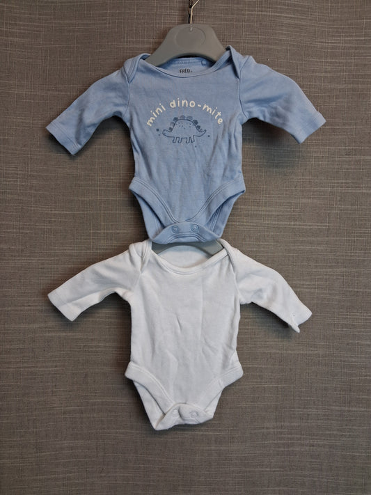 F&F Boys Long Sleeve Bodysuits X2 Age Tiny Baby