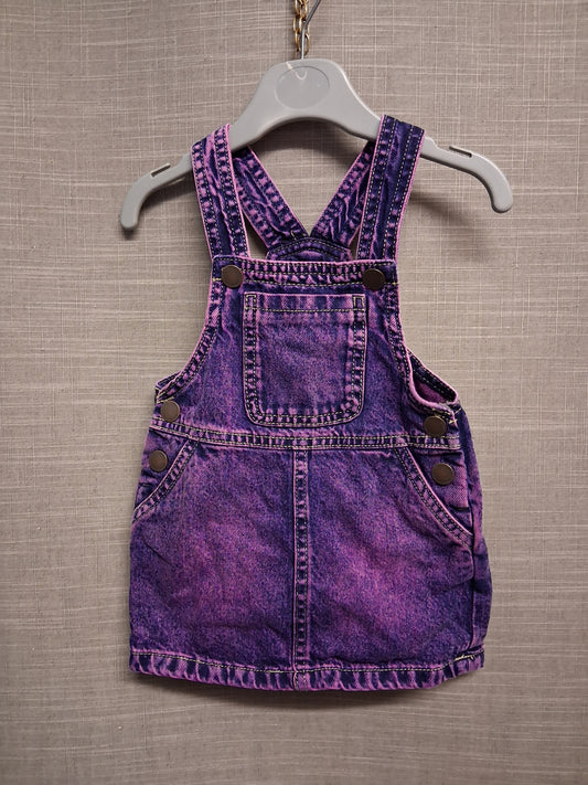 Next Purple Denim Pinafore Dress Age 9-12 months