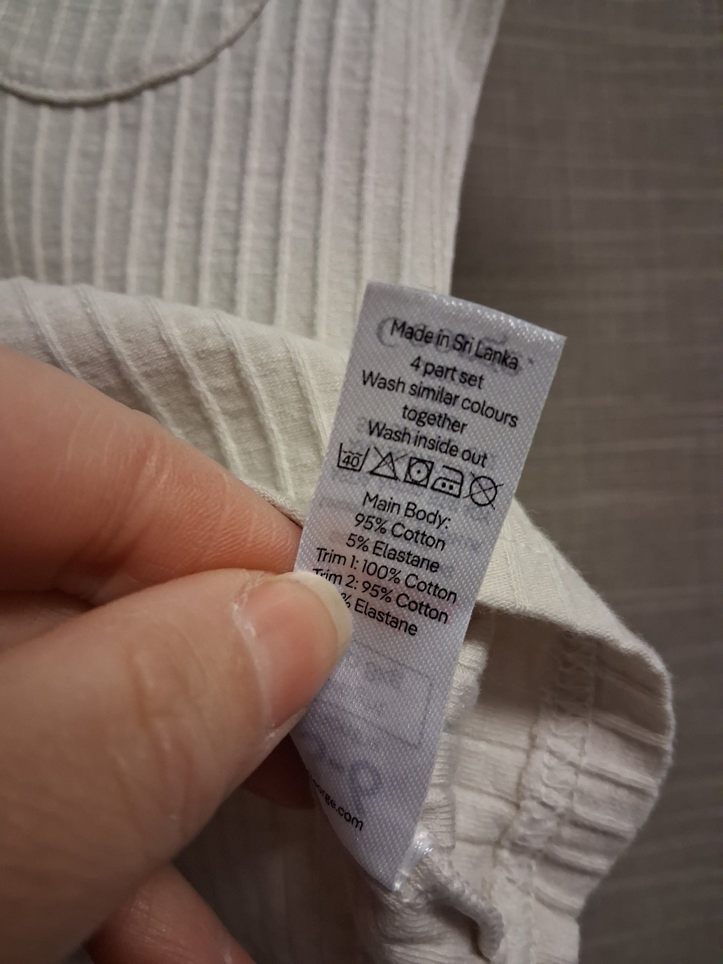 George Baby Boys 2 Piece Outfit Beige Ribbed T-Shirt and Shorts Age 3-6 Months