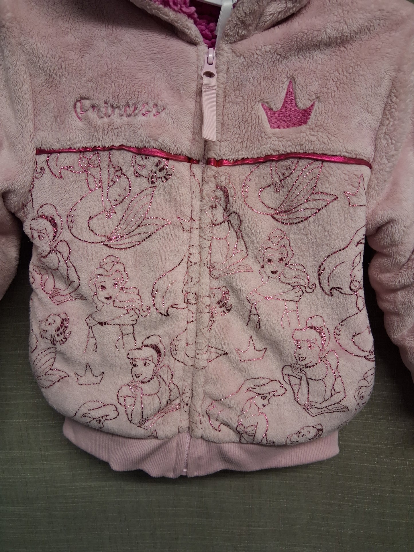 Disney Store Disney Princess Pink Plush Shearling Lined Jacket Age 4 years