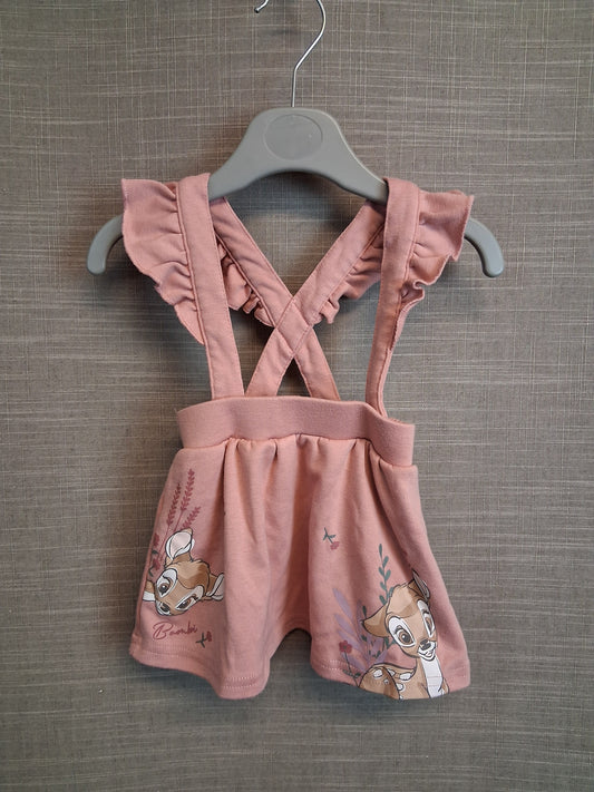 Disney Primark Bambi Pink Pinafore Dress Age 0-3 Months