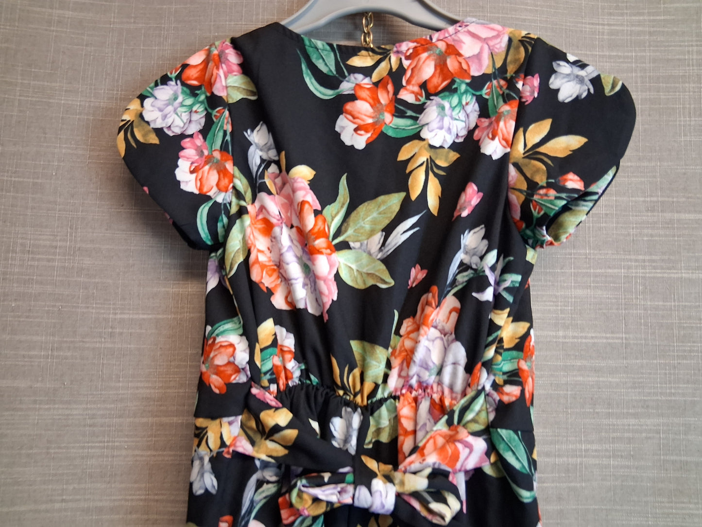 Next Girls Black Floral Jumpsuit Age 5 Years Tie Waist