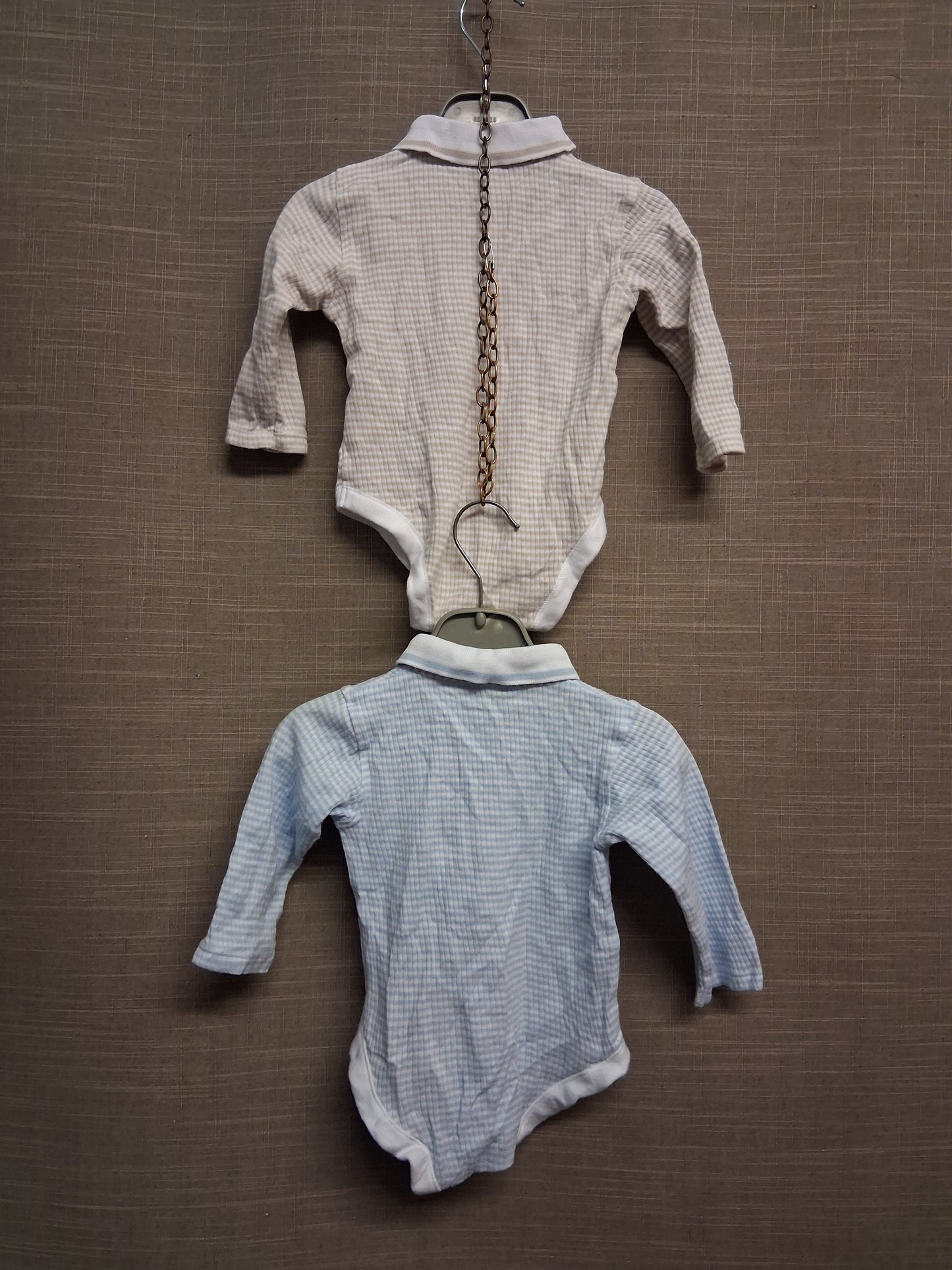 Nutmeg Boys Bodysuits Long Sleeve Blue Beige Age 6-9 Months