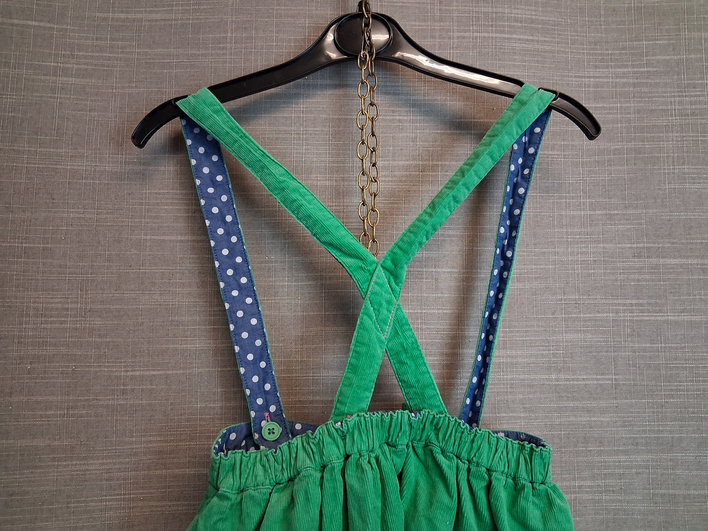 Mini Boden Girls Corduroy Green Pinafore Skirt Age 5-6 Years