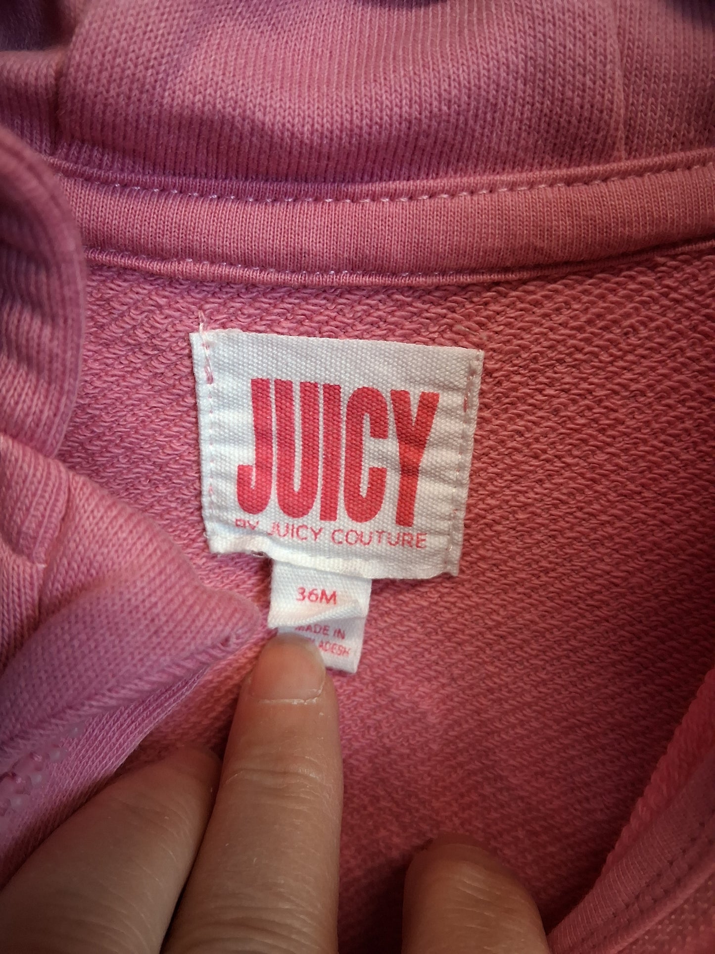 Juicy Couture Pink Hoodie Full Zip Jersey Age 3 Years