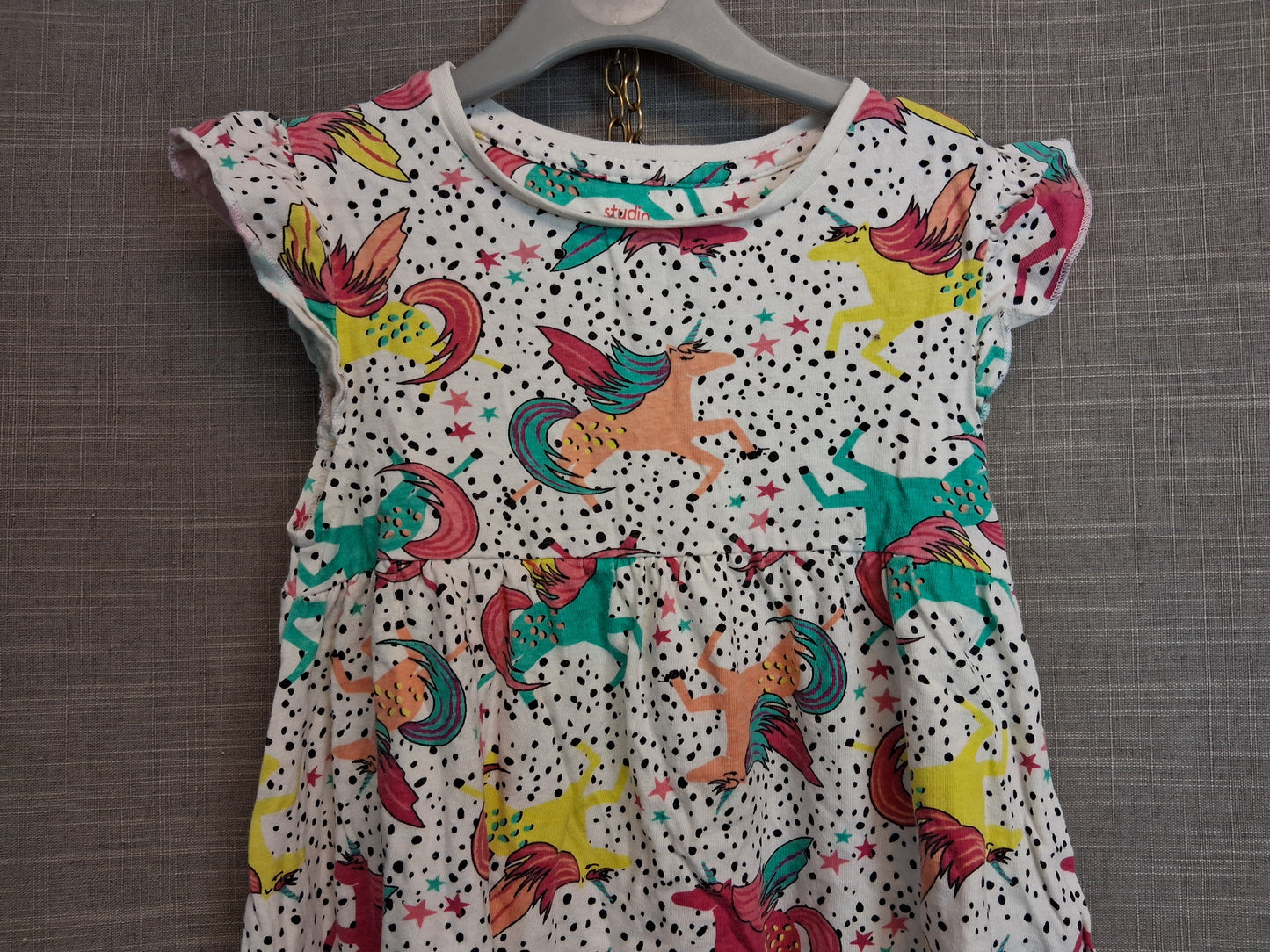 Studio Girls Multicolour Unicorn Theme Jersey Dress Cap Sleeve Age 5-6 Years