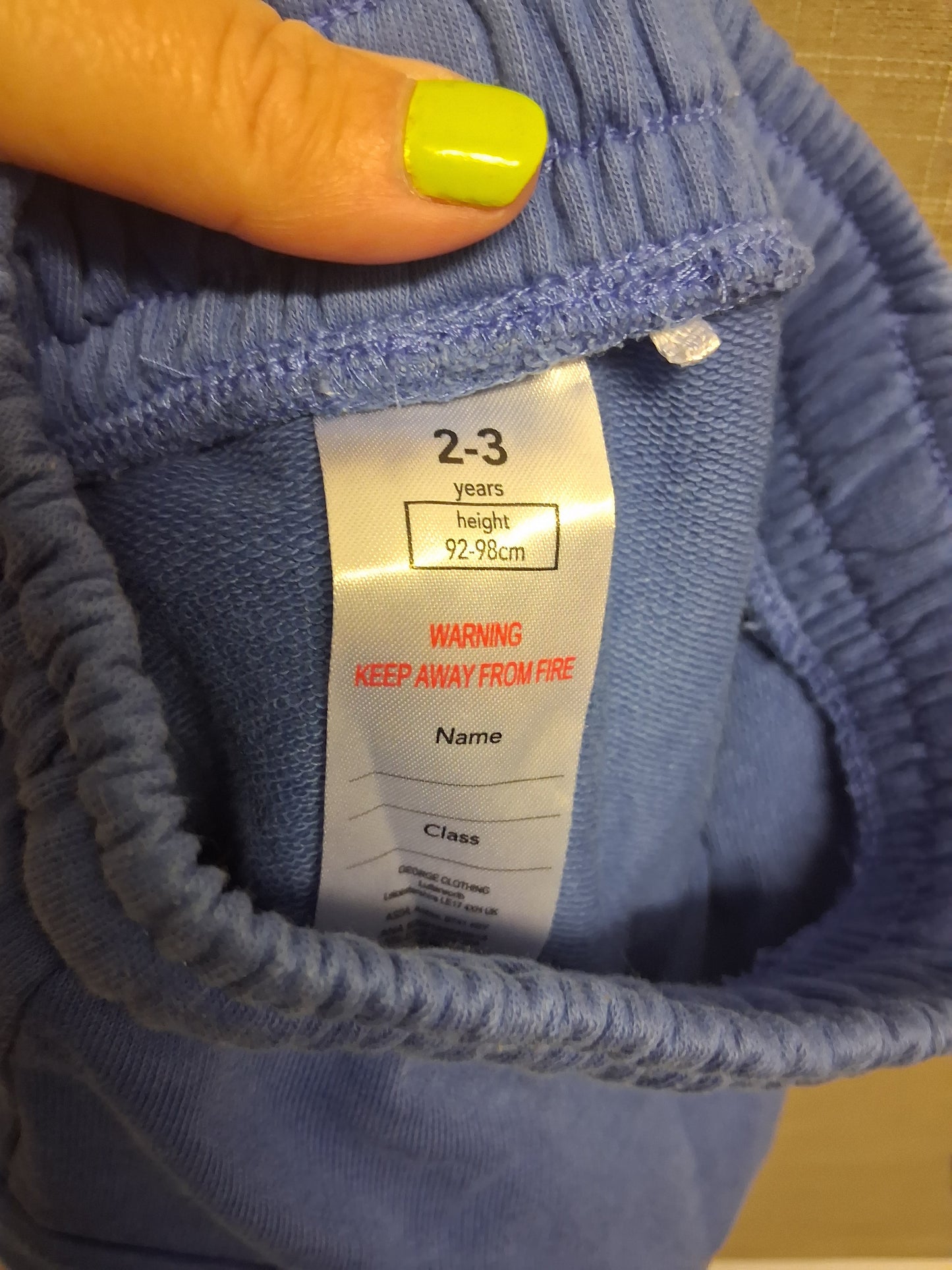George Boys Blue Jersey Shorts Age 2-3 Years