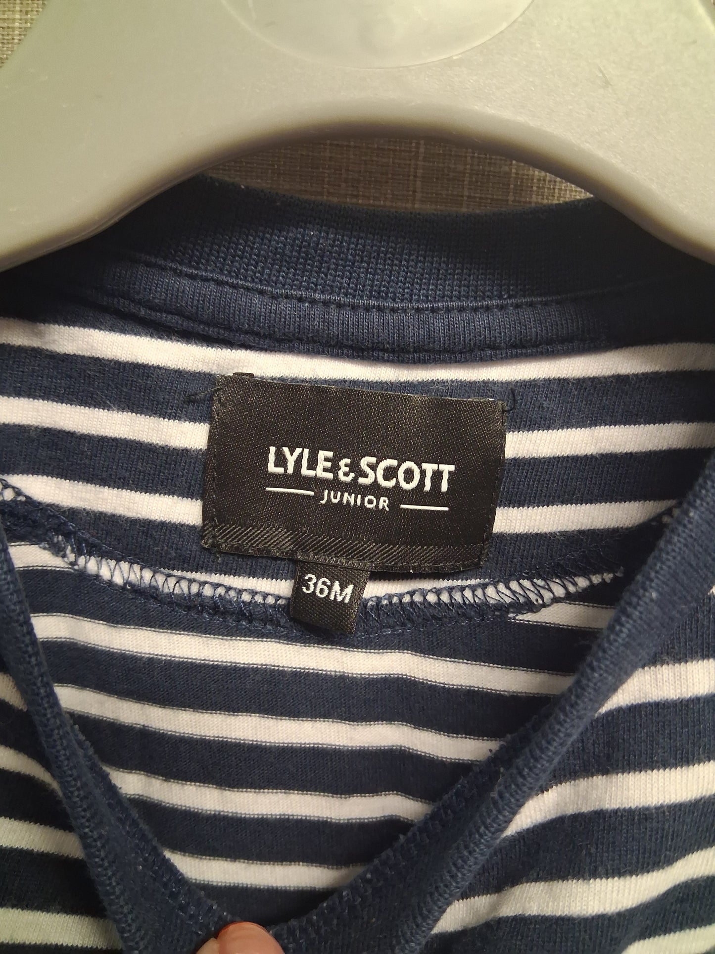 Lyle and Scott Boys Blue White Striped Short Sleeve T-Shirt Age 3 years