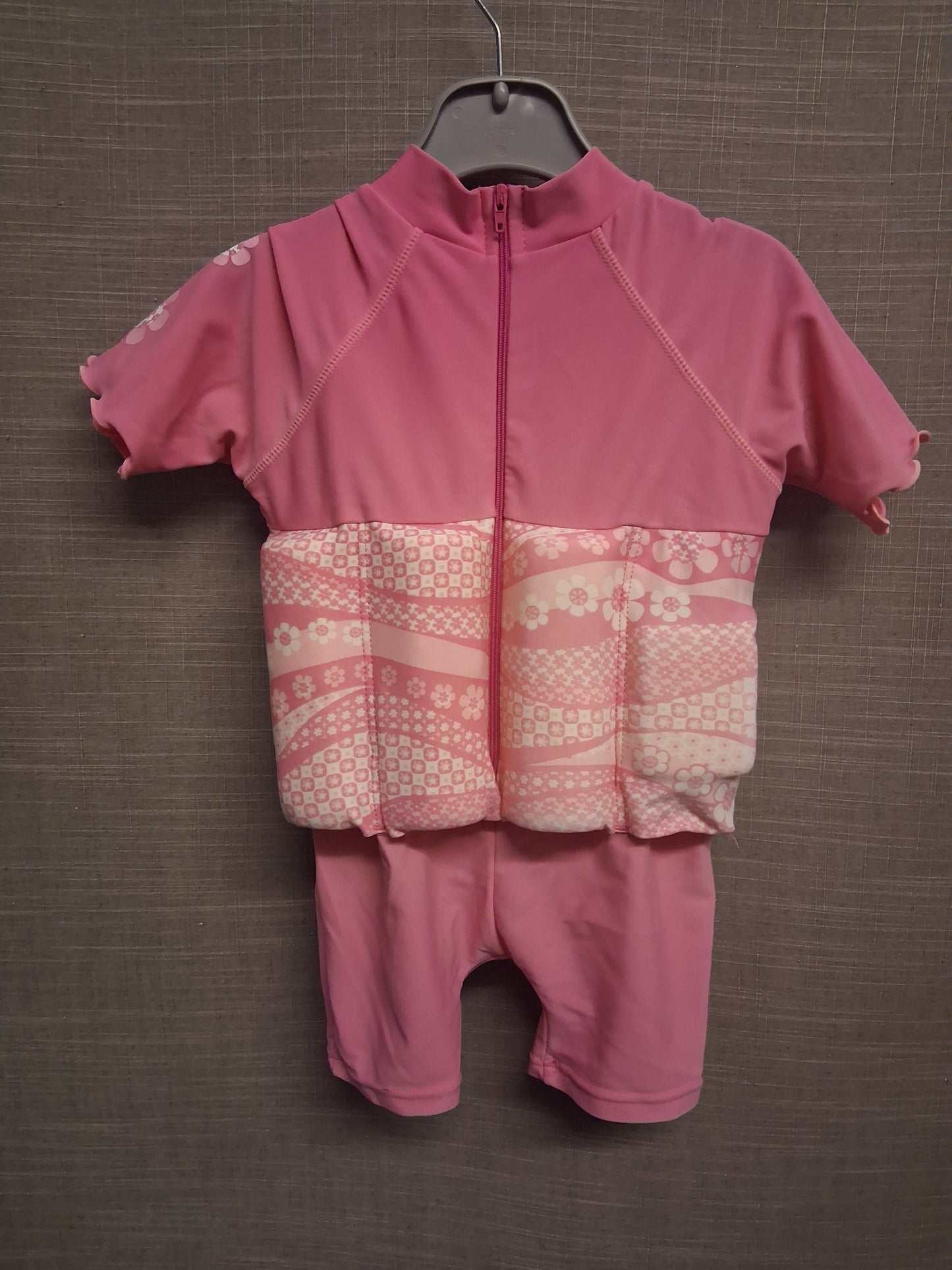 Zoggs Girls Pink UV Swimsuit All in One Age 1-2 Years with Floats Read Description