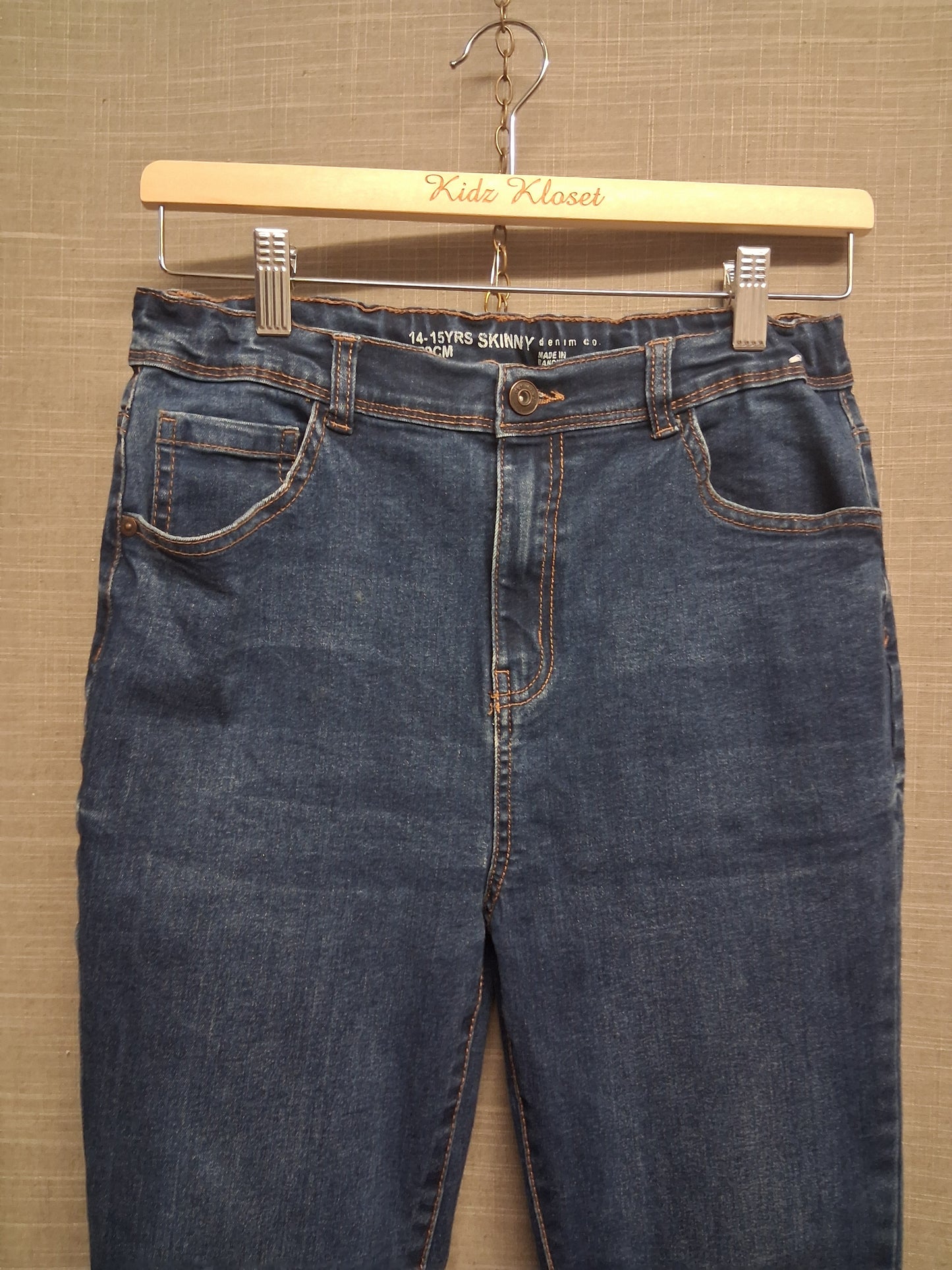 Primark Boys Blue Denim Skinny Jeans Age 14-15 Years Adjustable Waist