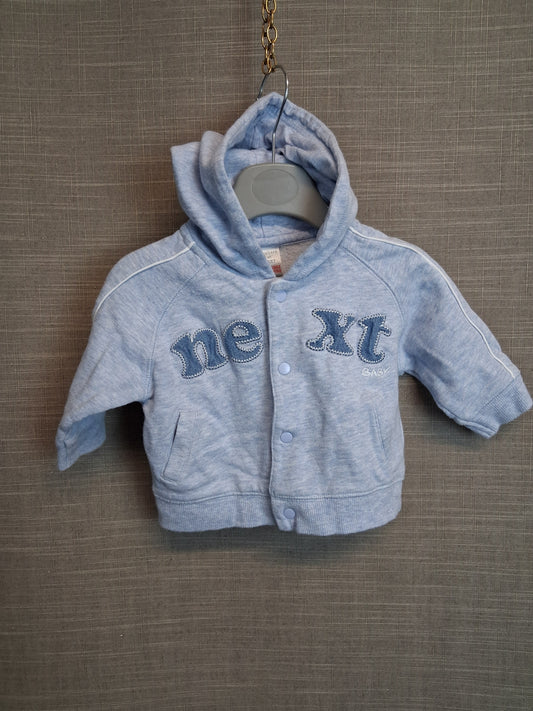 Next Boys Full Zip Hoodie Blue Age 3-6 Months