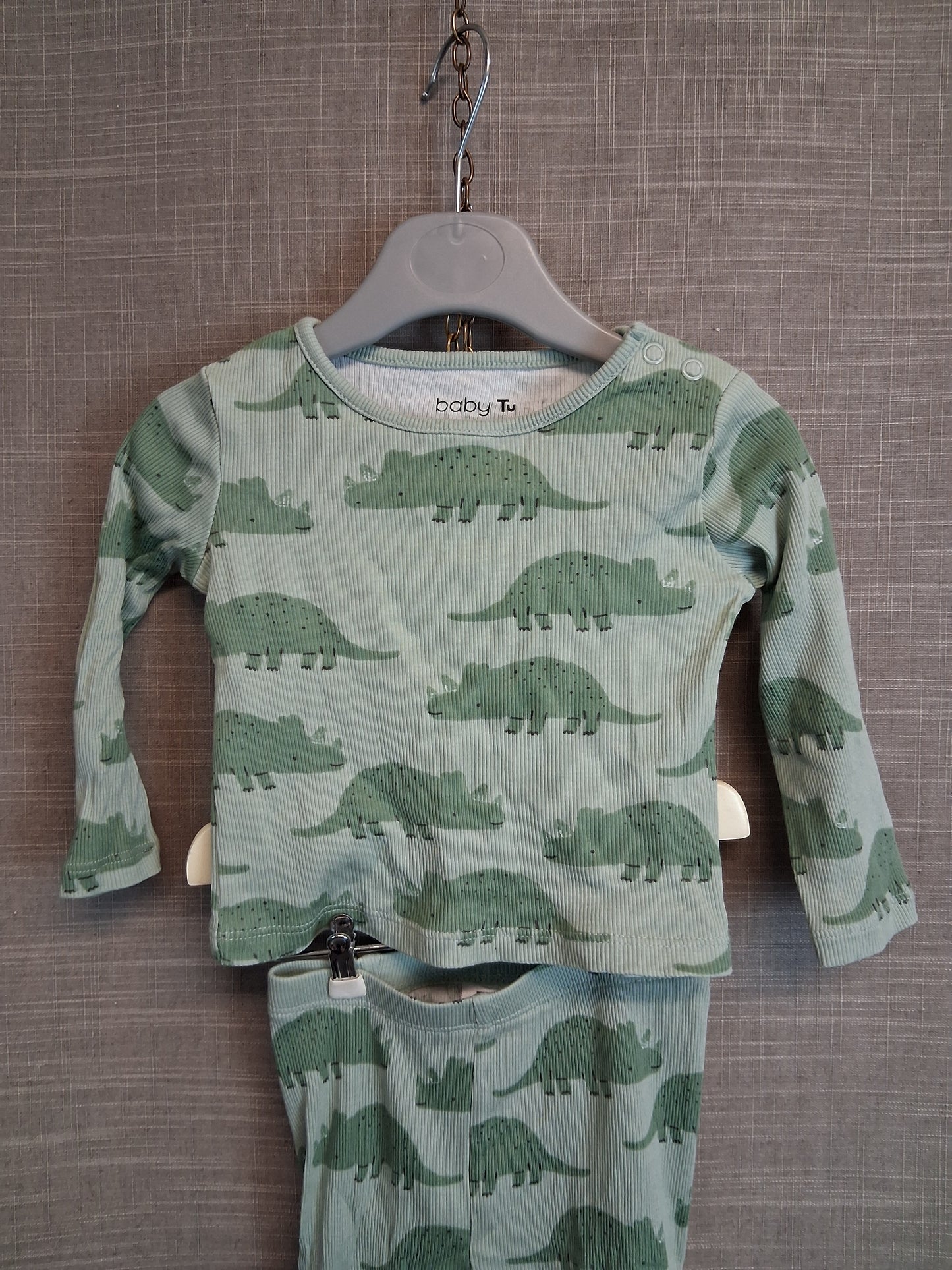 TU Boys Dinosaur Green Pyjamas 2 Piece Set Age 3-6 Months