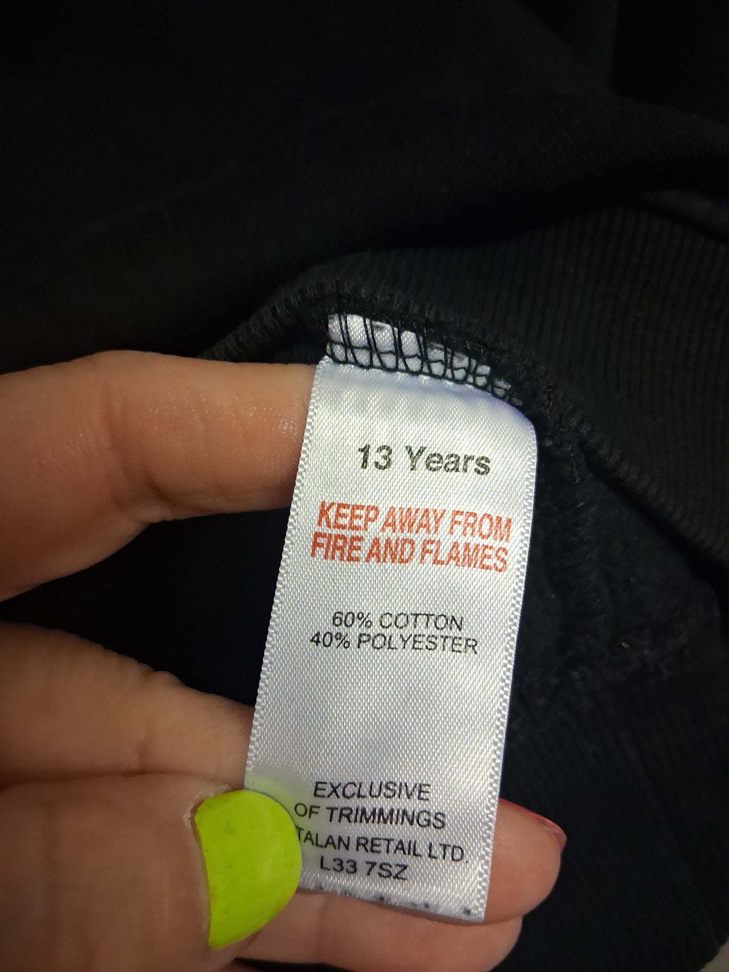 Matalan Girls Black 'California' Spell Out Back Age 13 Years