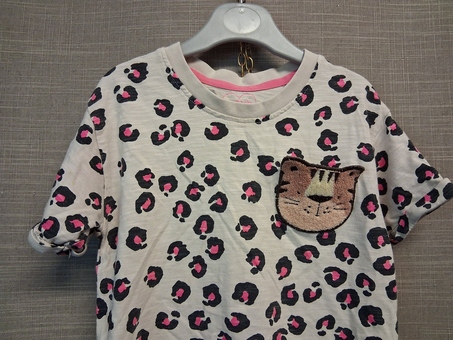 Next Girls Animal Print Cream Short Sleeve T-Shirt Age 5-6 Years