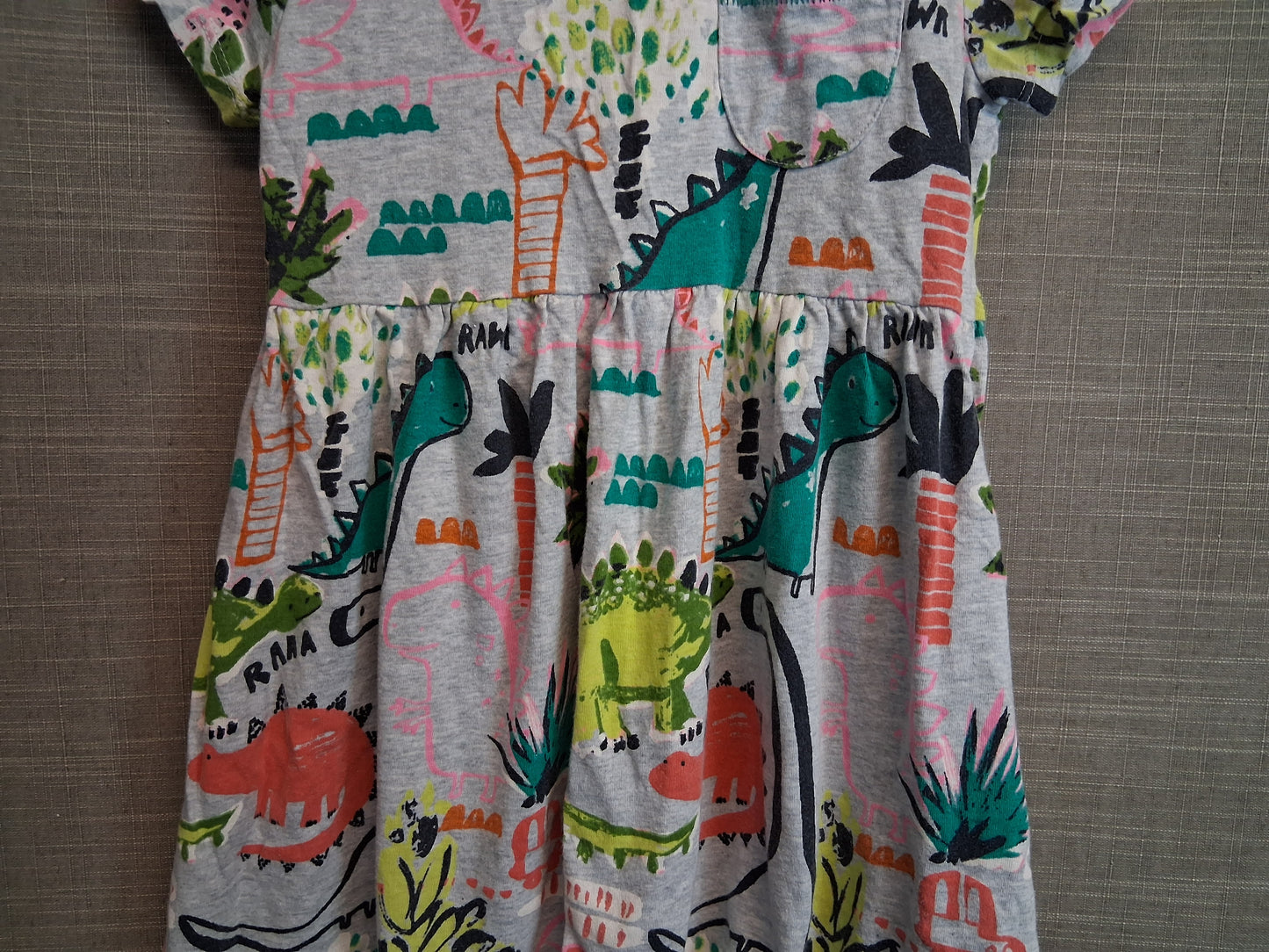 Next Girls Grey Dinosaur Dress Jersey Age 4-5 Years