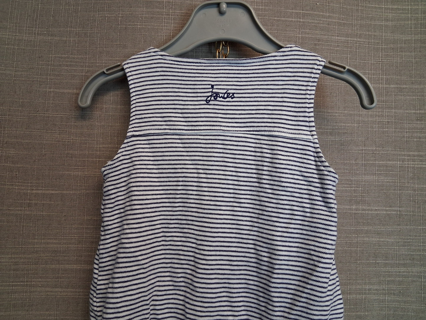 Joules Boys Blue White Stripe Romper Dungarees Age 3-6 Months