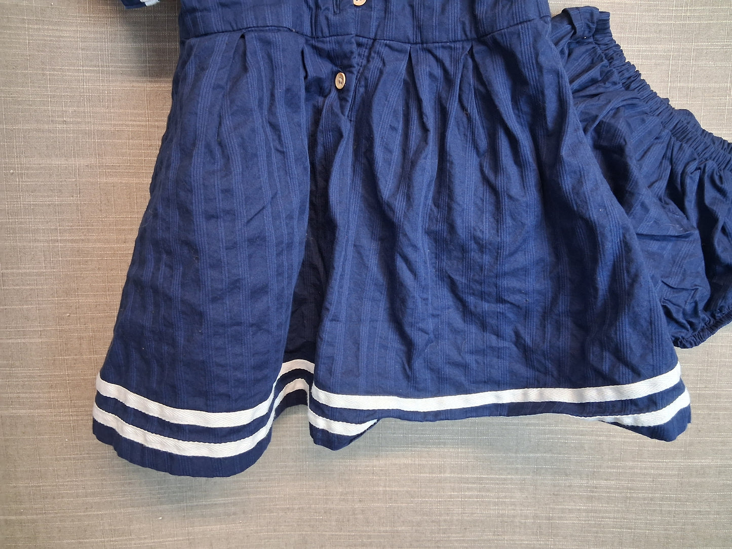 Billie Faiers George Girls Navy Sailor Style Dress With Matching Pants Age 9-12 Months