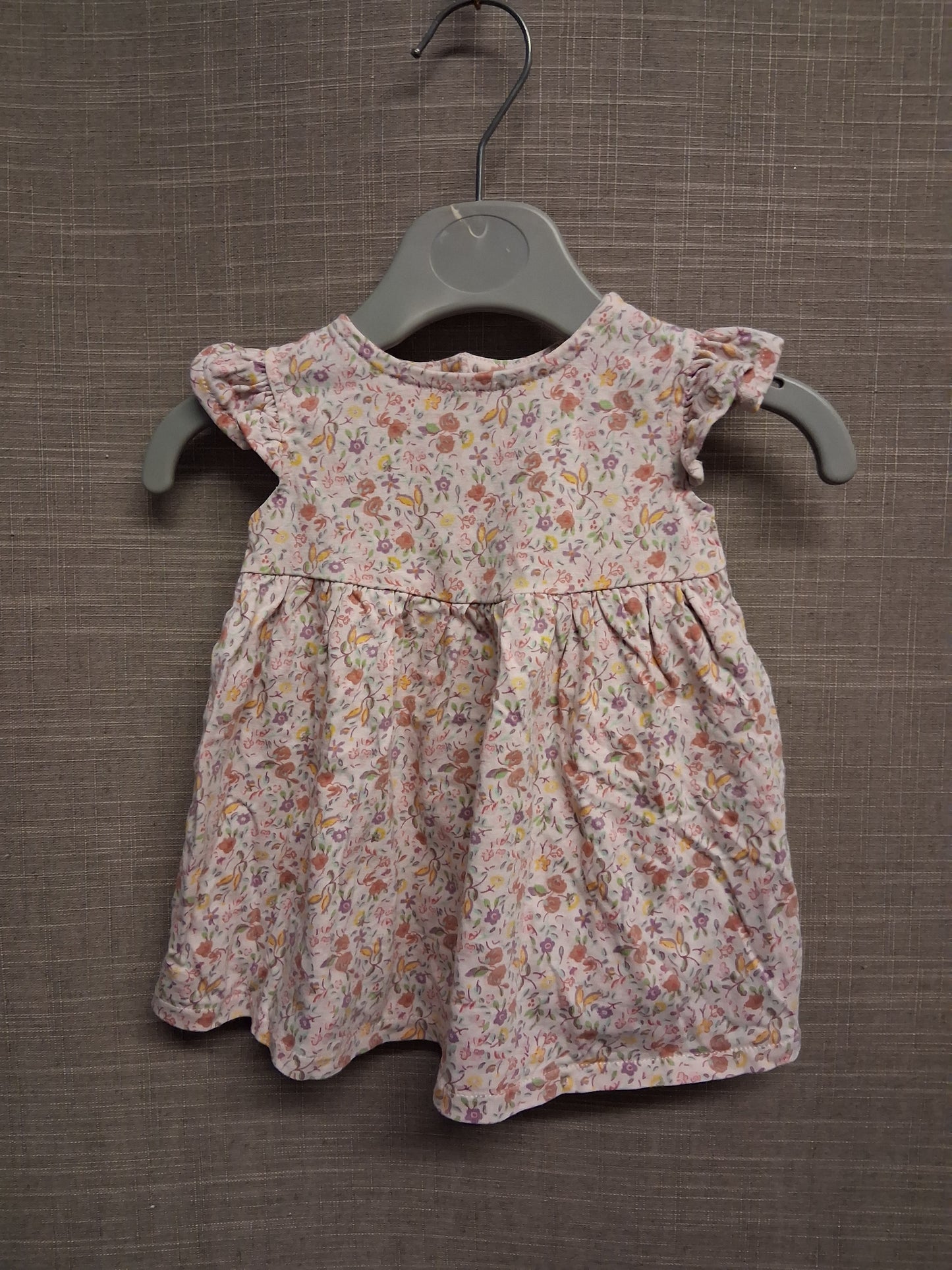 Next Girls Pink Floral Jersey Cap Sleeve Dress Age First Size