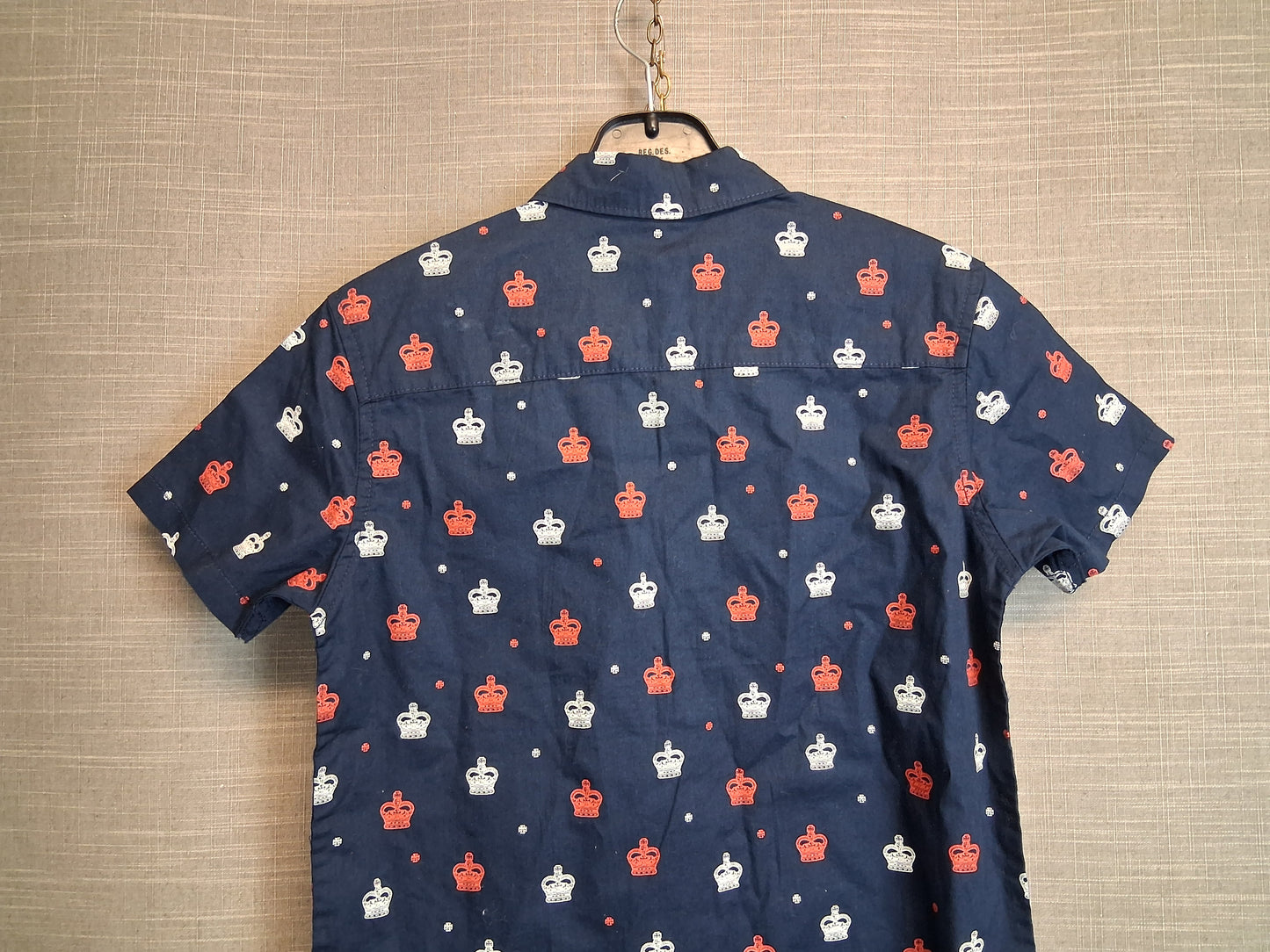 George Boys Blue King Crown Print Shirt Short Sleeve Age 10-11 Years