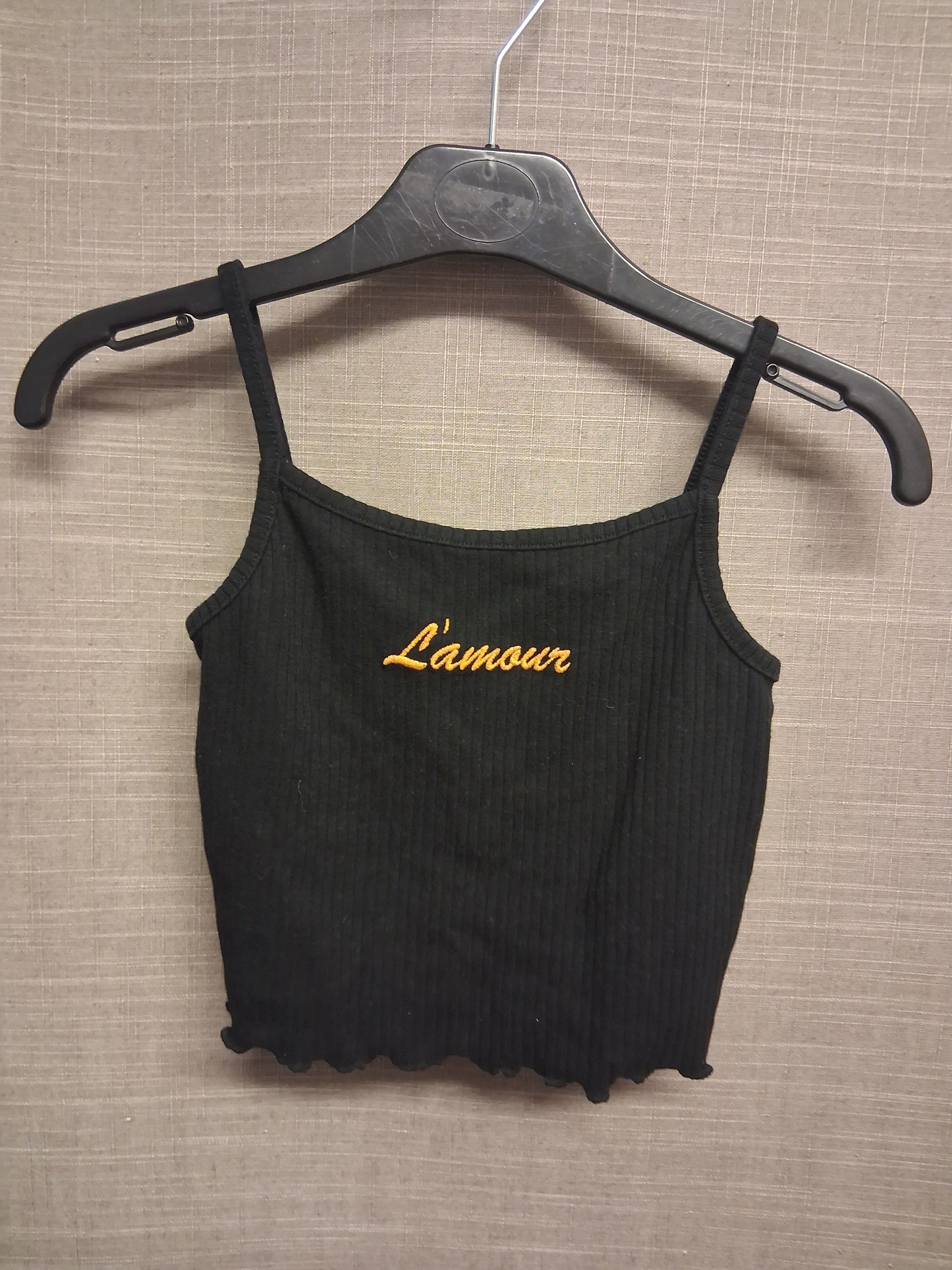 River Island Girls Black Ribbed Crop Vest Top Age 7-8 Years