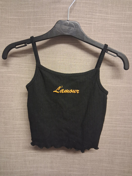 River Island Girls Black Ribbed Crop Vest Top Age 7-8 Years