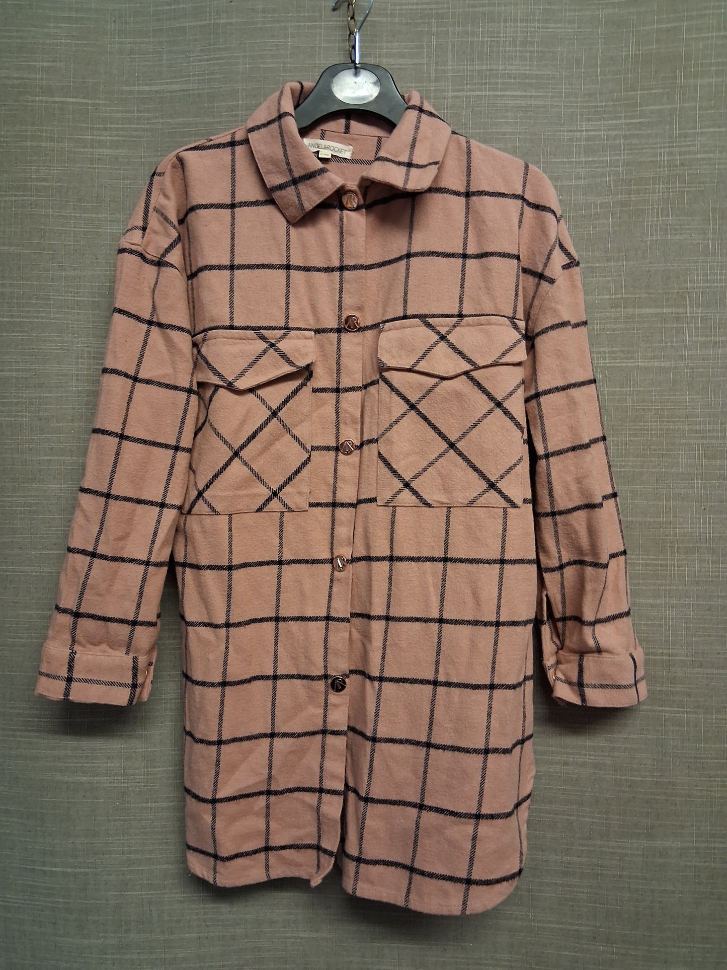 Angel & Rocket Girls Dusky Pink Check Shacket Shirt Dress Age 7 Years
