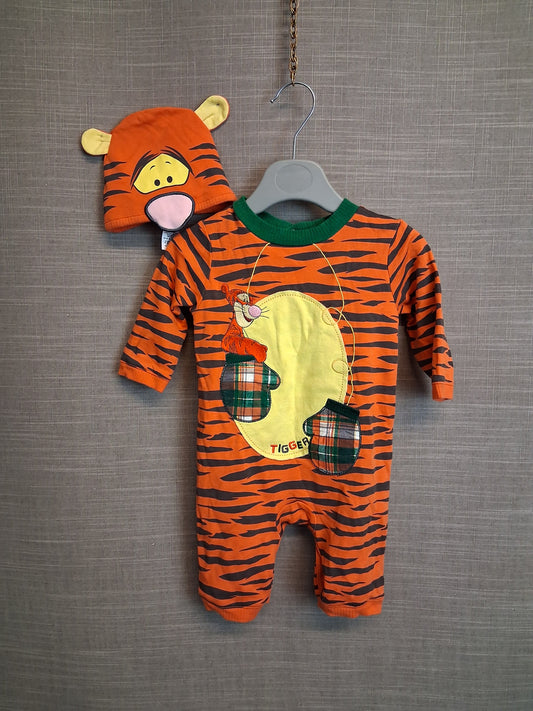 Disney Boys Tigger Romper With Hat Age 0-3 Months Orange