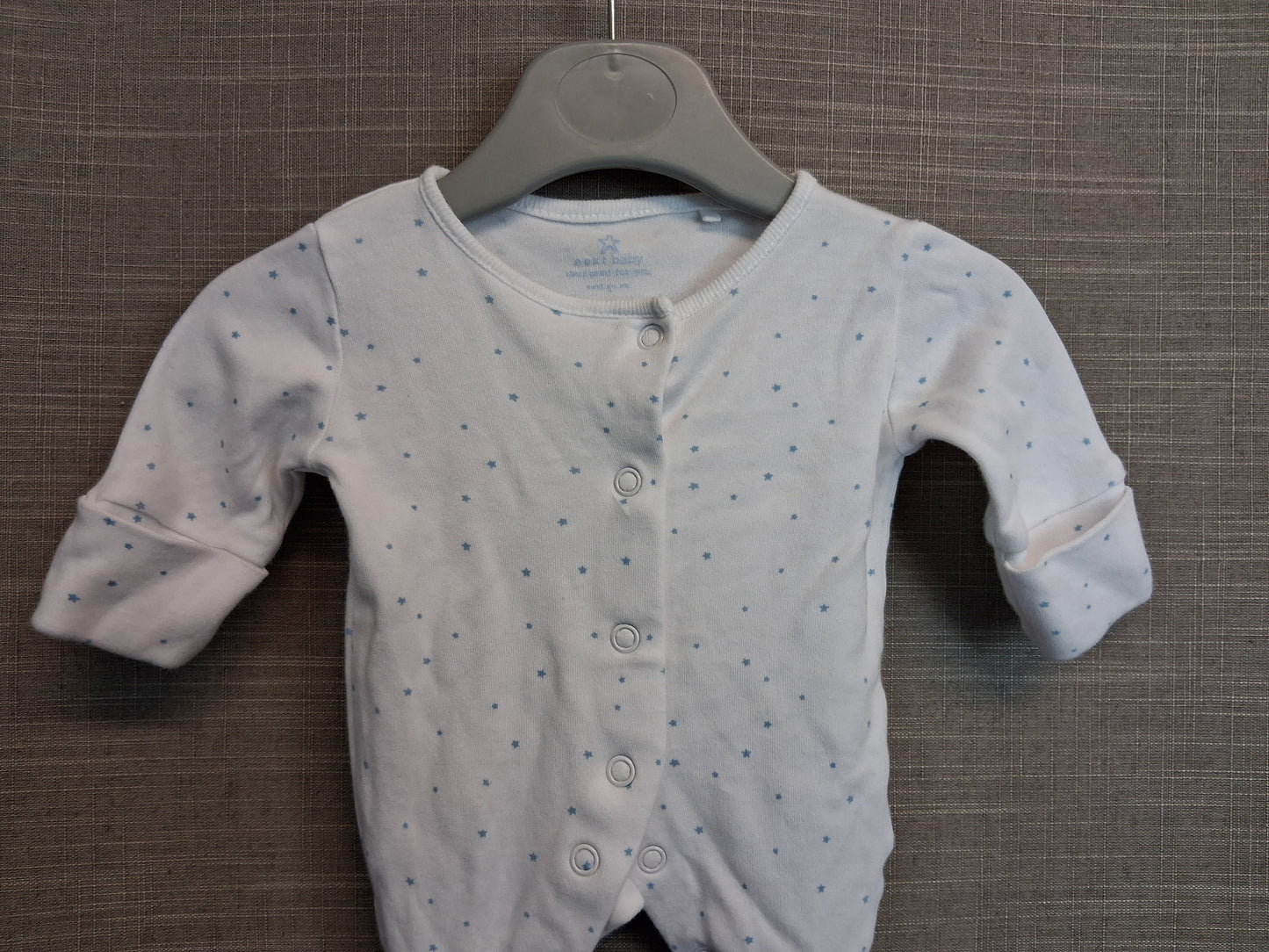 Next Boys Sleepsuit Romper White Blue Spots Age Tiny Baby