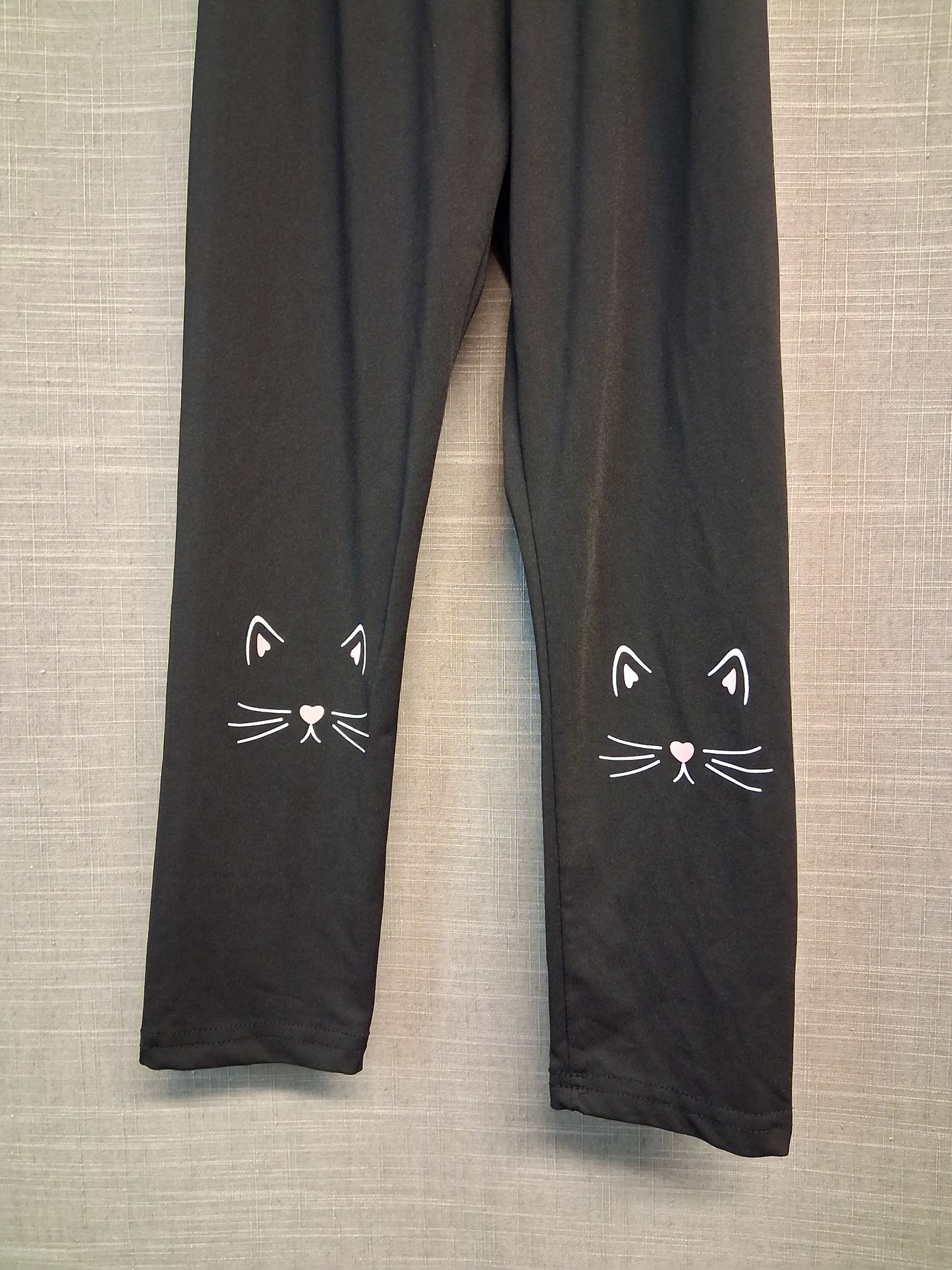 Shein Girls Black Leggings Cat Print Age 6 Years
