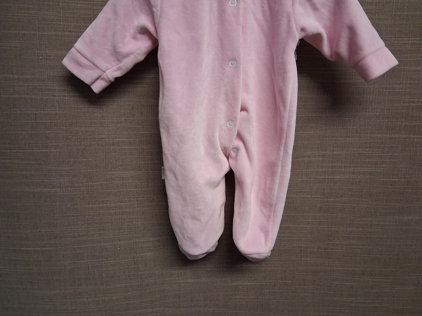 Fruit de ma Passion Girls Pink Tradition Velour Sleepsuit All in One with Bib Collar Age 1 Month