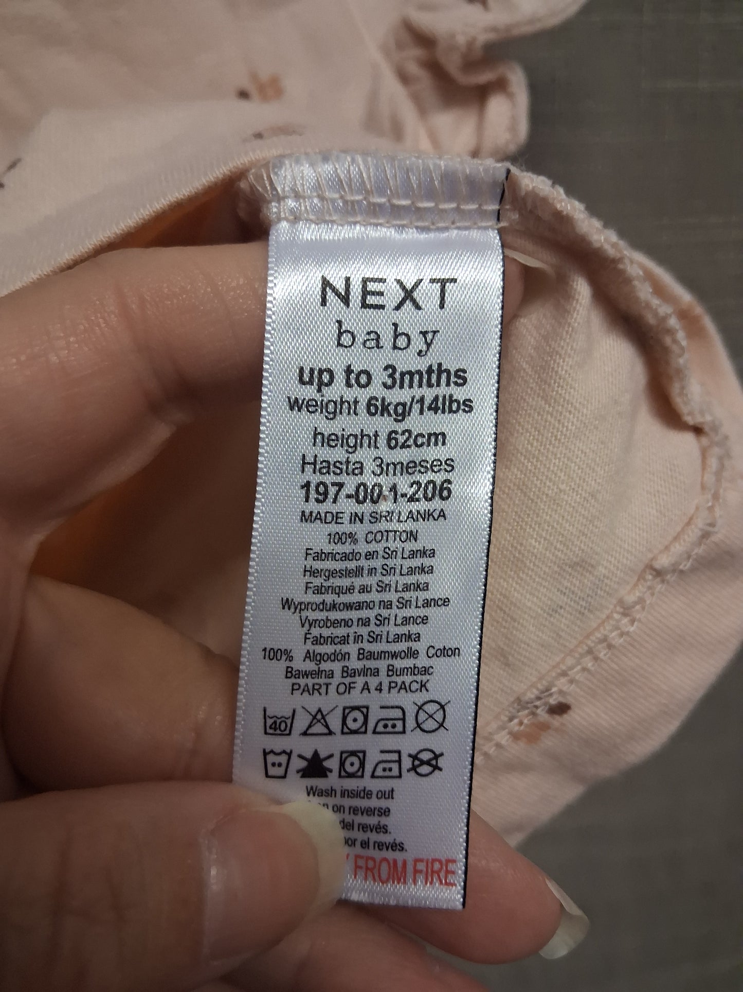 Next Girls Beige Floral Short Sleeve T-Shirt Age 0-3 Months
