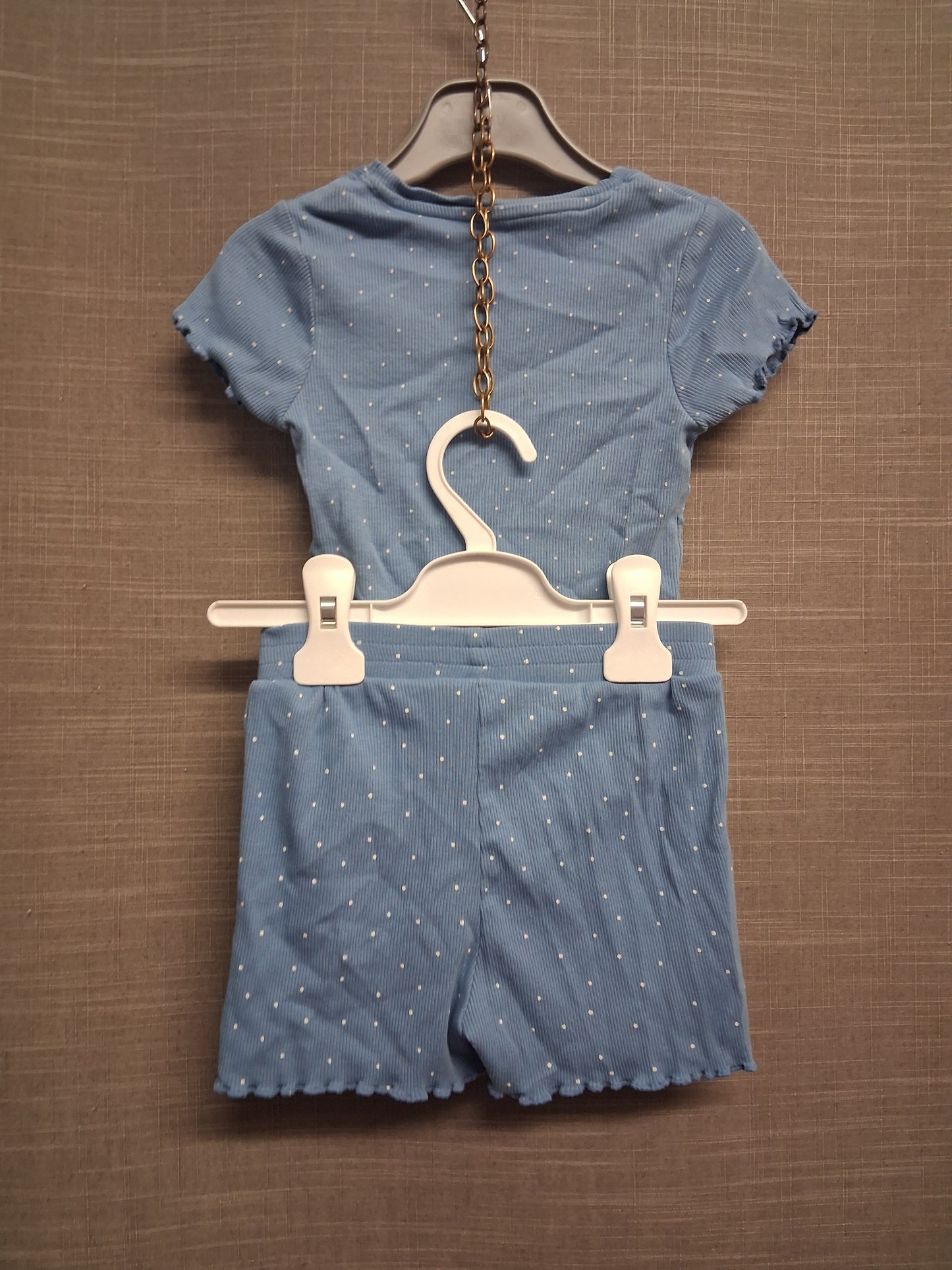 George Outfit Girls Blue Ribbed T-Shirt Shorts Set Age 2-3 Years