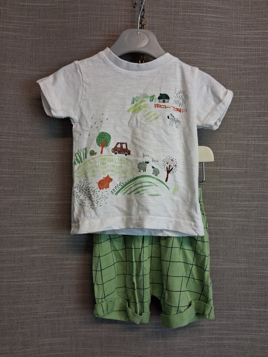 Nutmeg Boys 2 Piece Outfit Shorts And T-Shirt Age 6-9 Months
