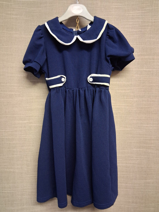 Shein Girls Blue Peter Pan Collar Dress Short Sleeve Age 6 Years