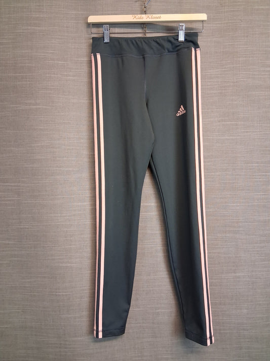 Adidas Girls Grey Pink Stripe Leggings Age 14-15 Years