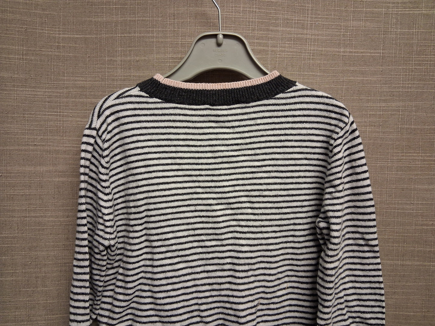 Mintie Mint Velvet Girls Knitted Jumper Sweater Cashmere Blend Grey Stripe Long Sleeve Age 5-6 Years