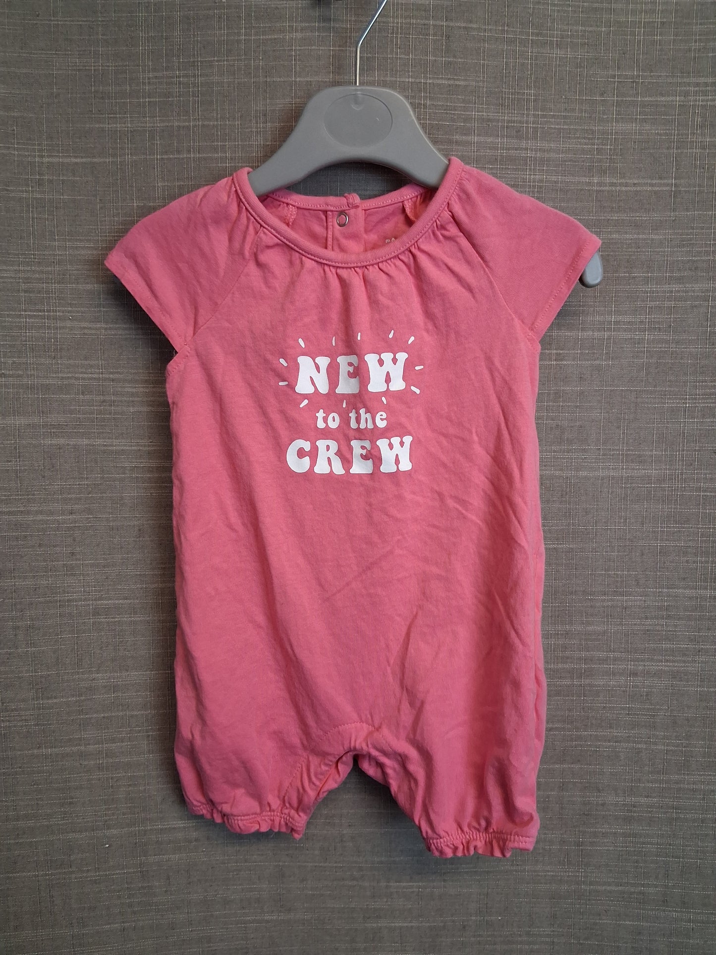 F&F Girls Pink Romper Sleepsuit Age 6-9 Months